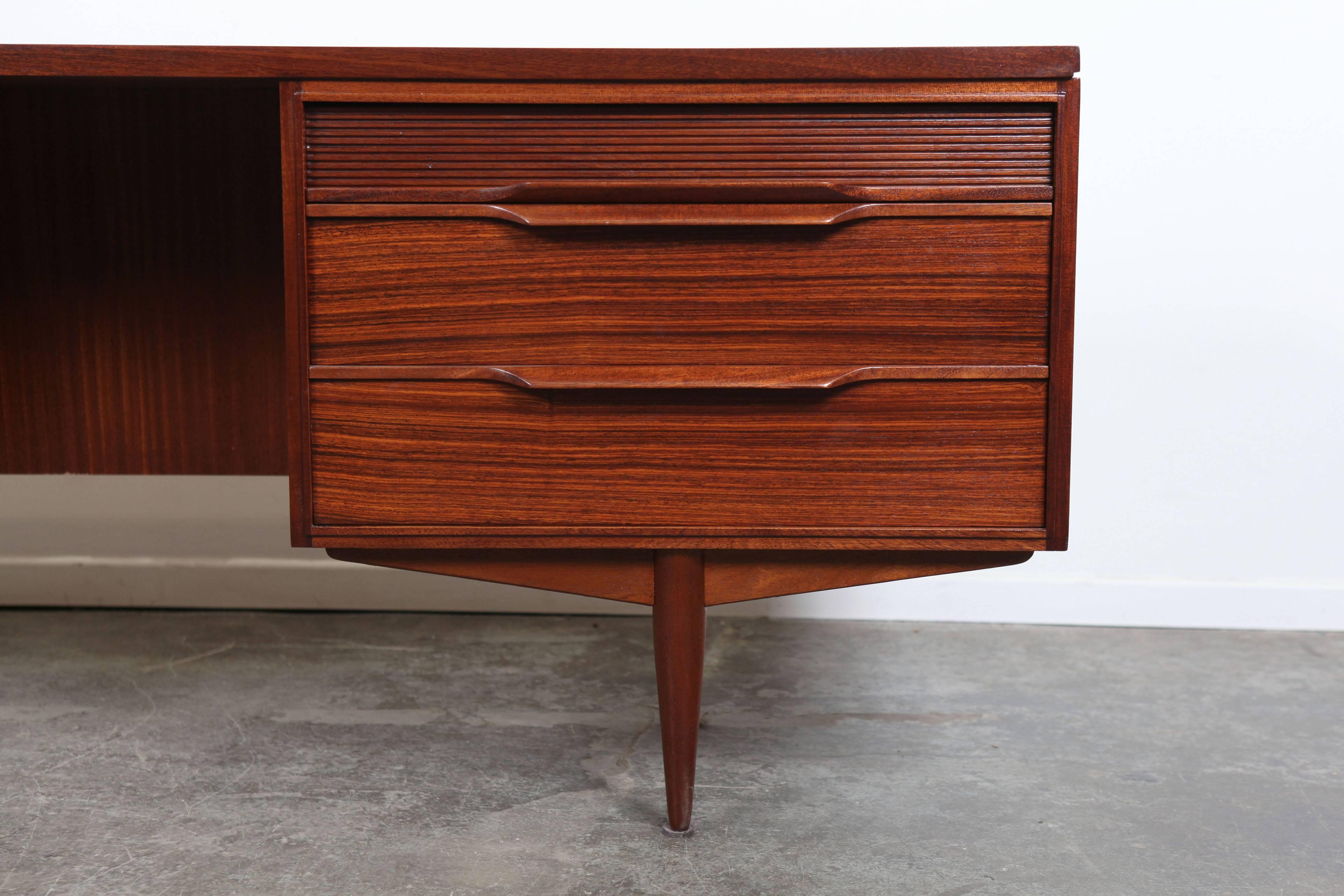 Mid-20th Century Mid-Century White and Newton Mahogany Desk Vanity