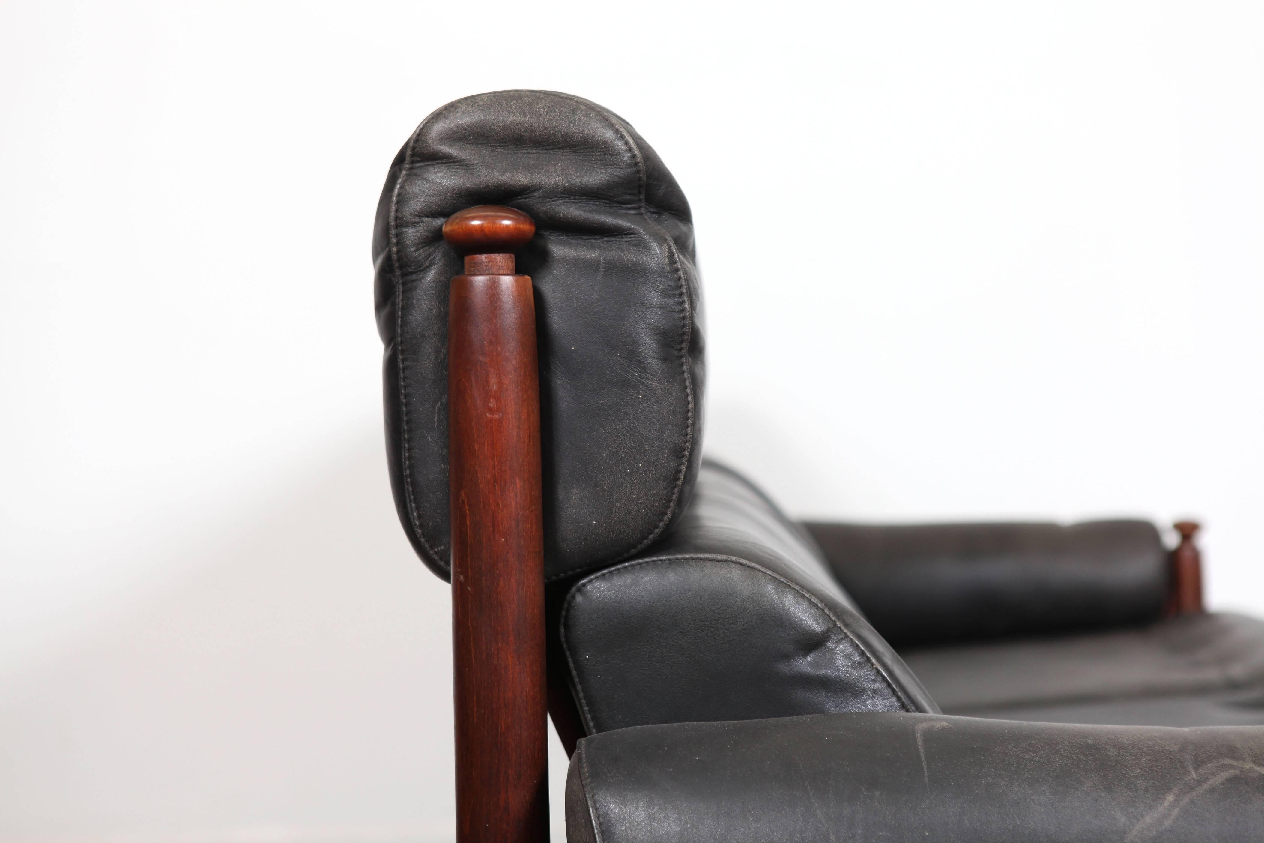 Mid-20th Century Mid-Century Swedish Black Leather Sofa