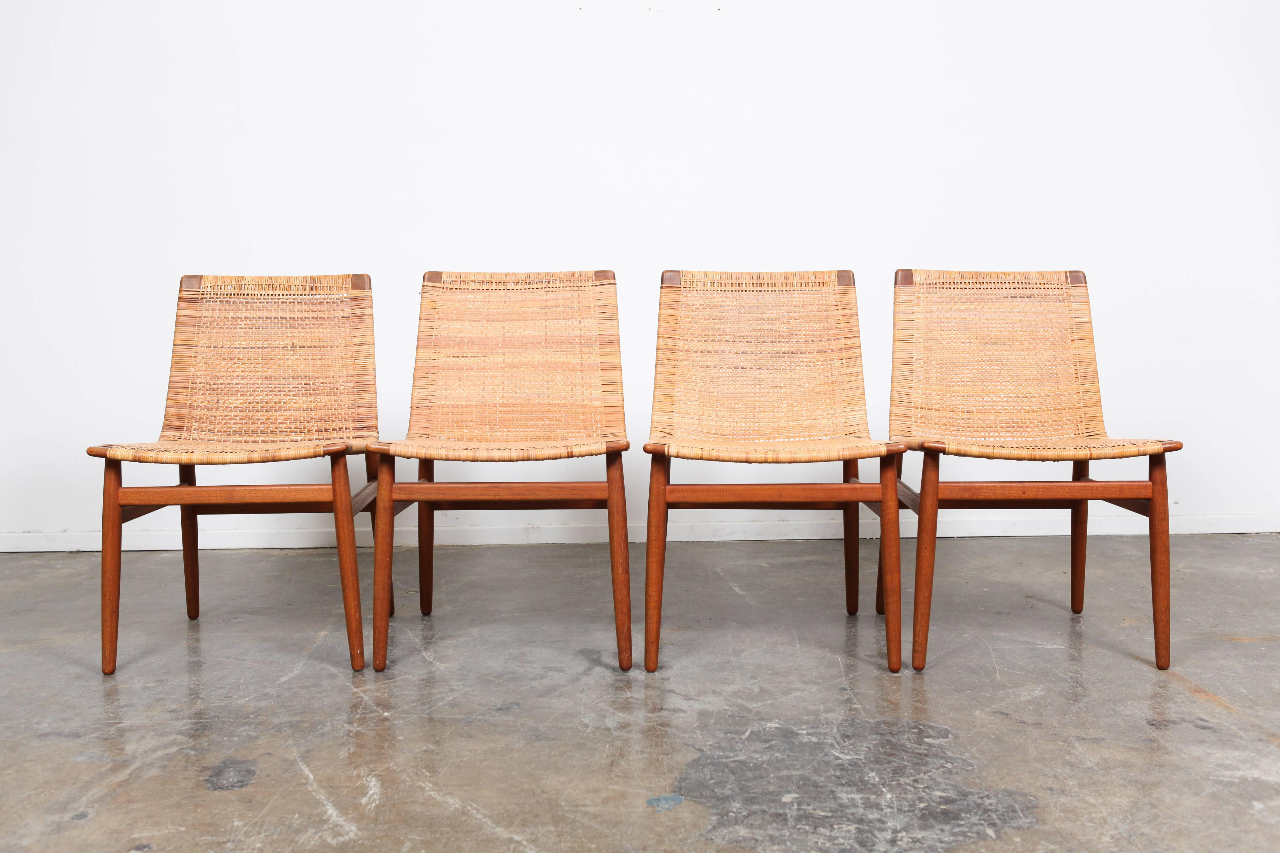 Mid-20th Century Set of Four Very Rare Teak Danish Dining Chairs by Jorgen Høj