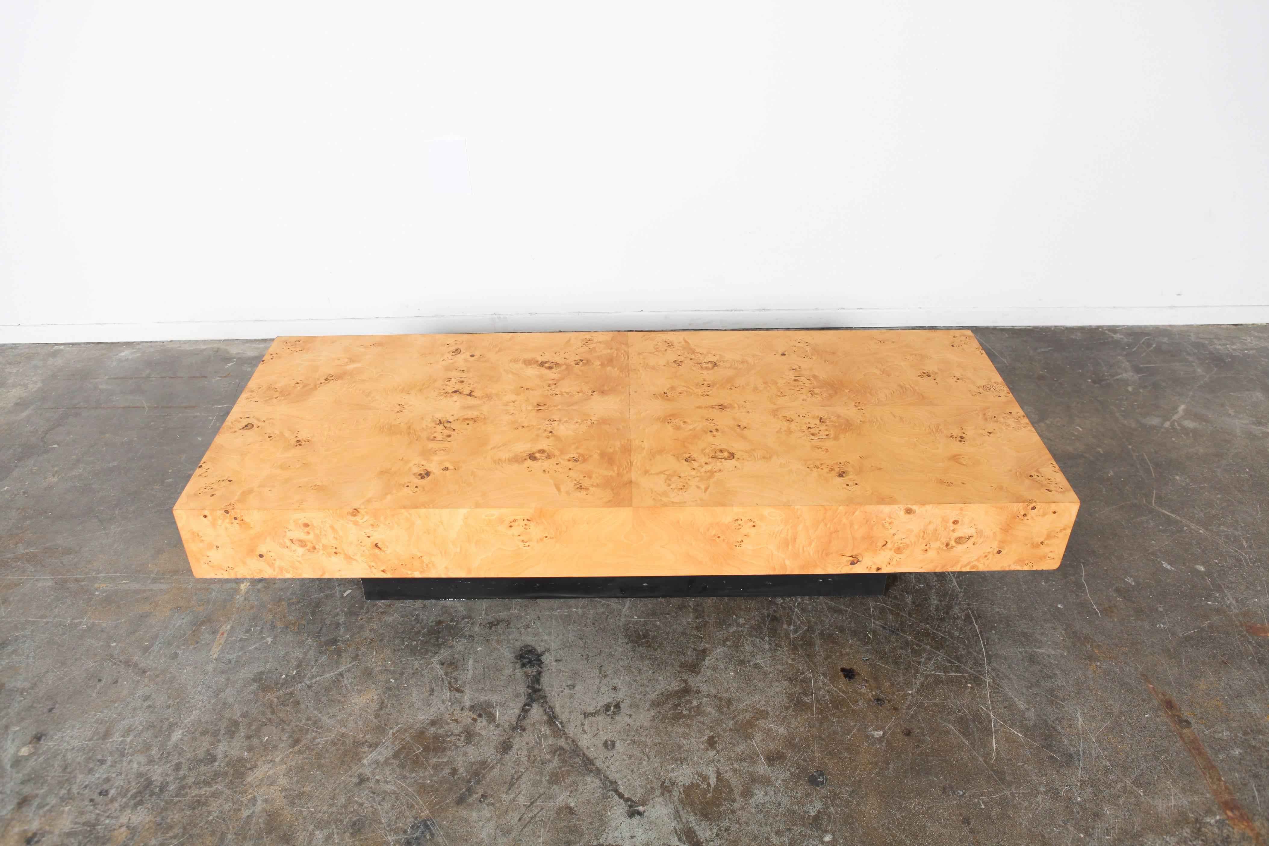 Mid-Century Modern Burl Olive Wood Coffee Table by Milo Baughman
