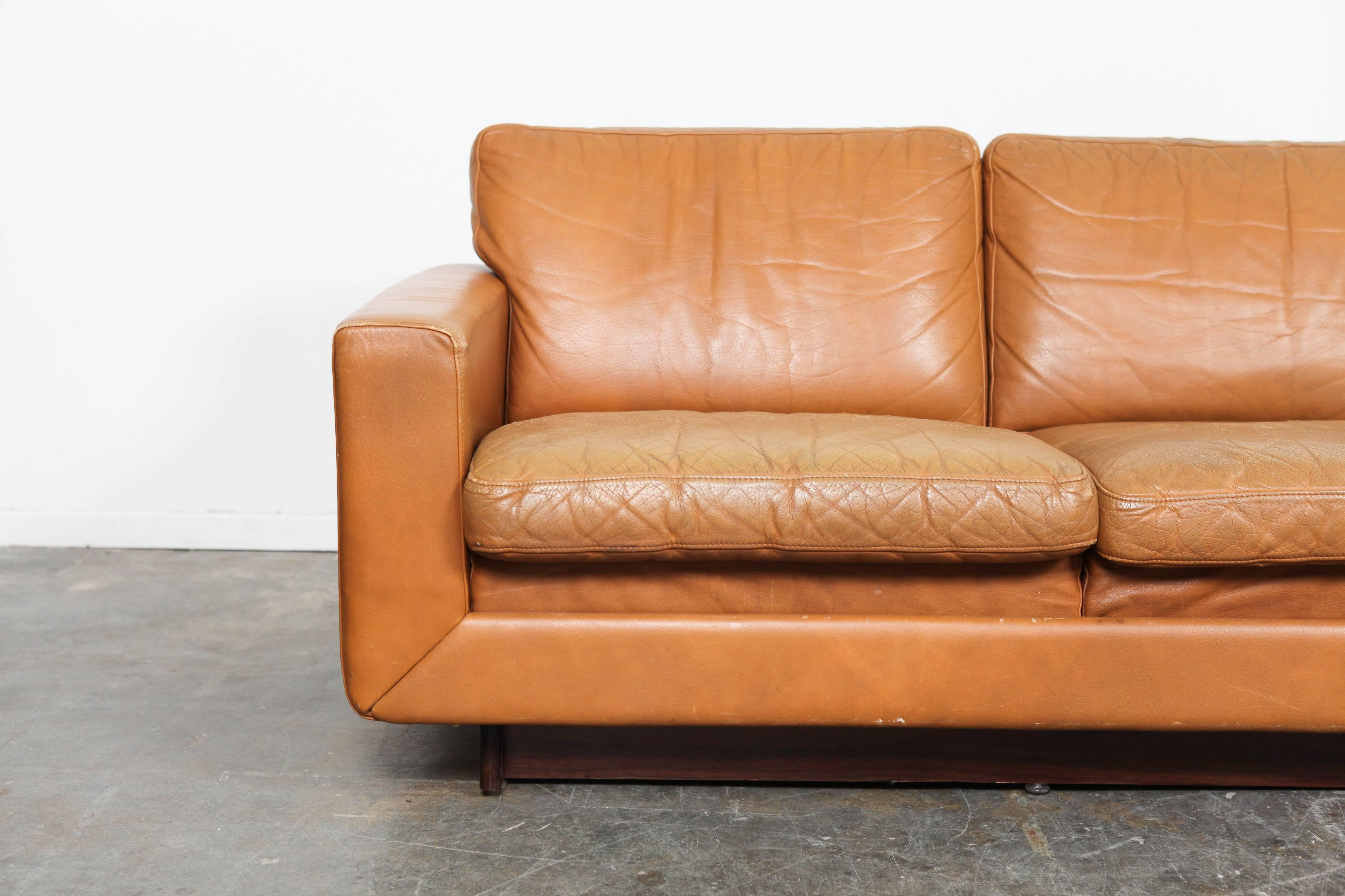 mid century leather sofa