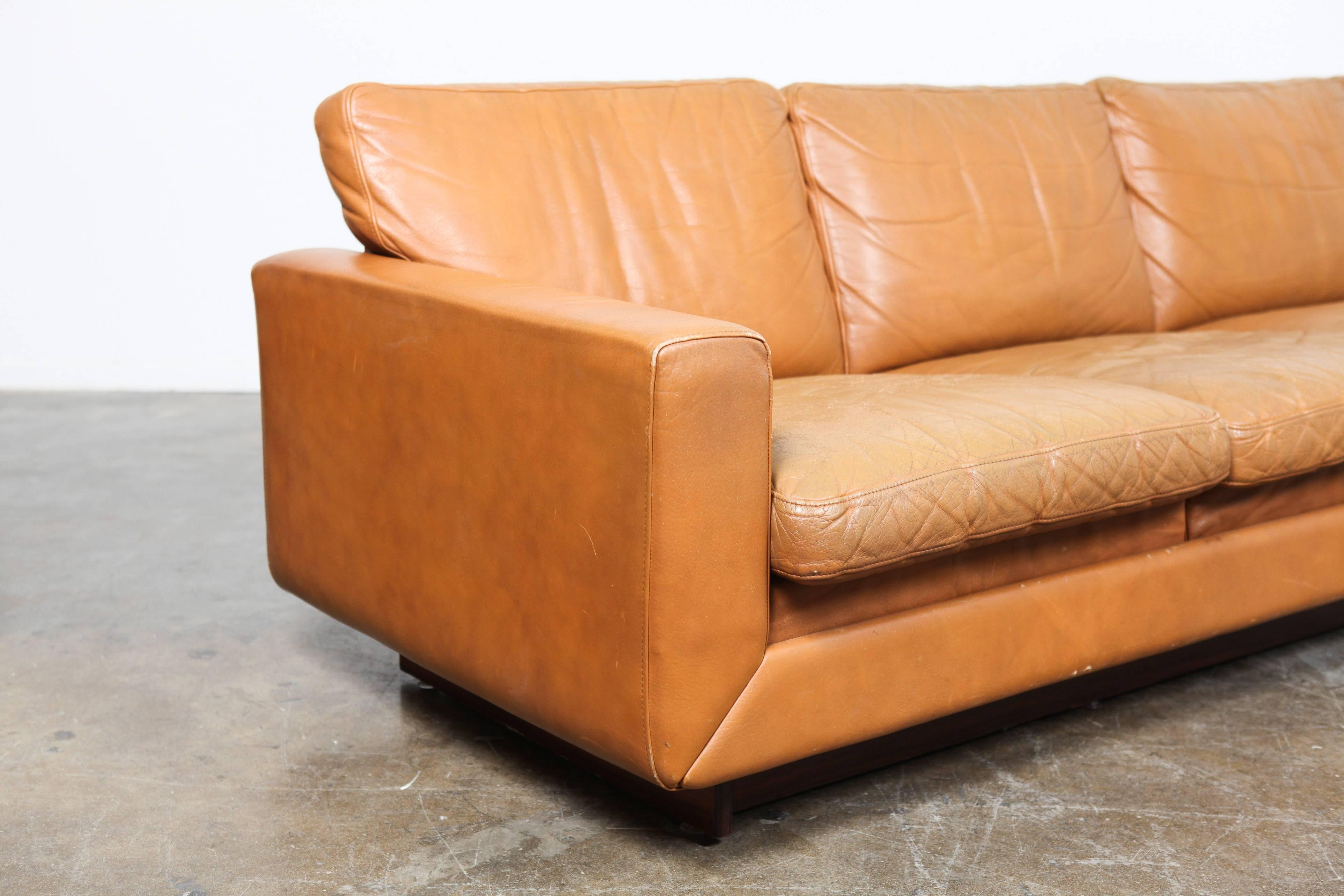 leather mid century sofa