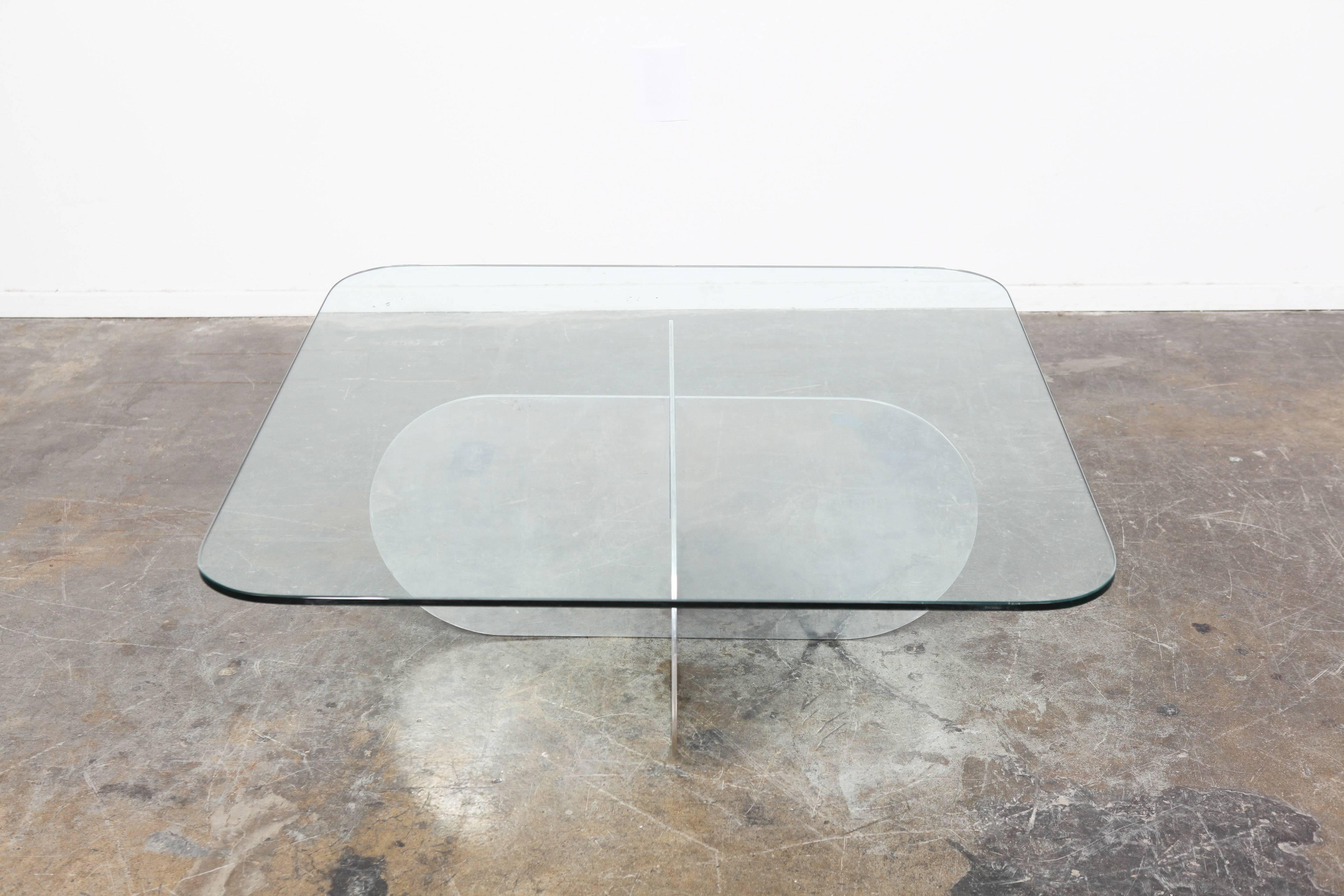 Sleek Mid-Century Modern glass top aluminum 