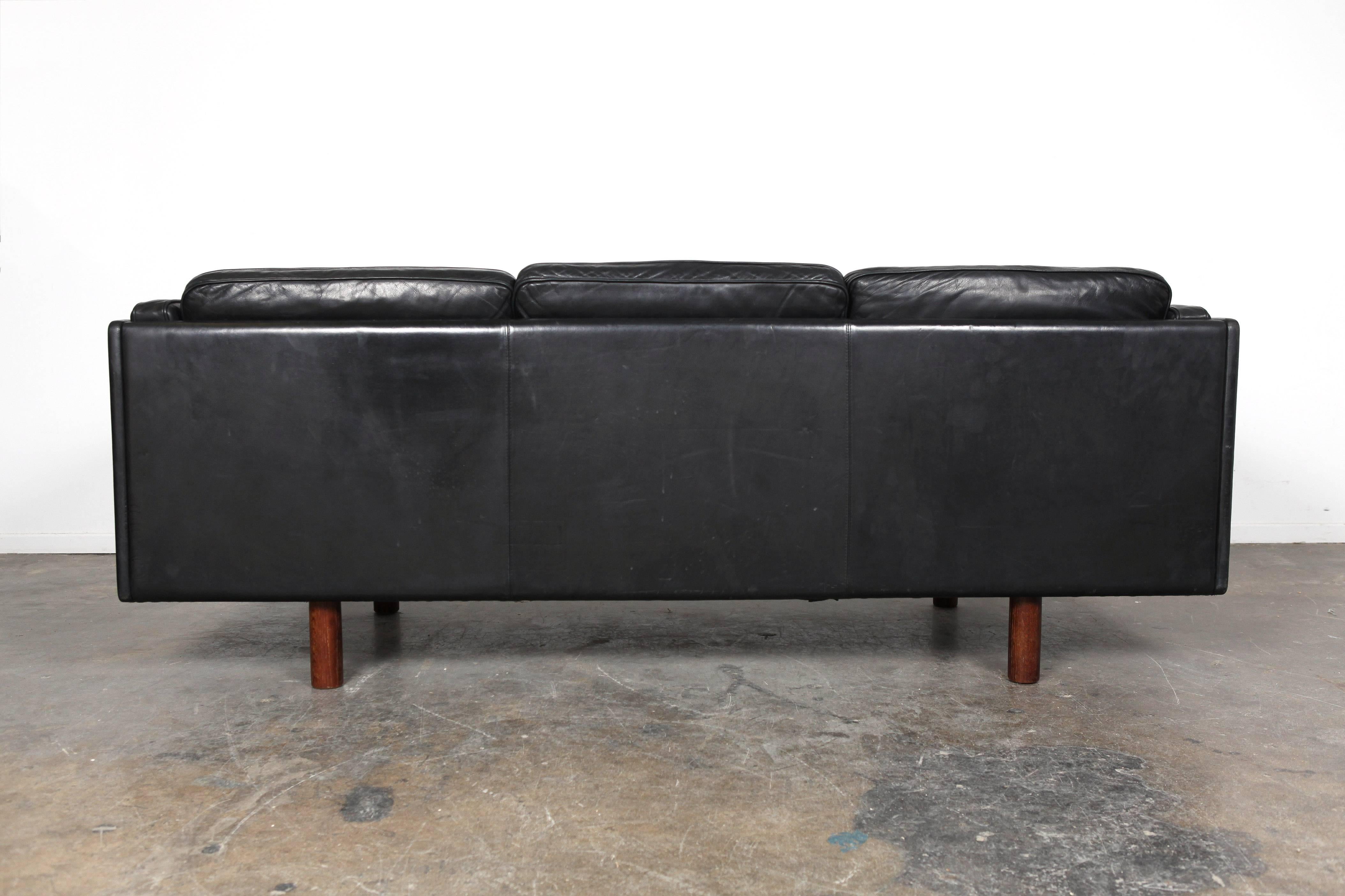Danish Mid-Century Jørgen Gammelgaard Black Leather Sofa 2