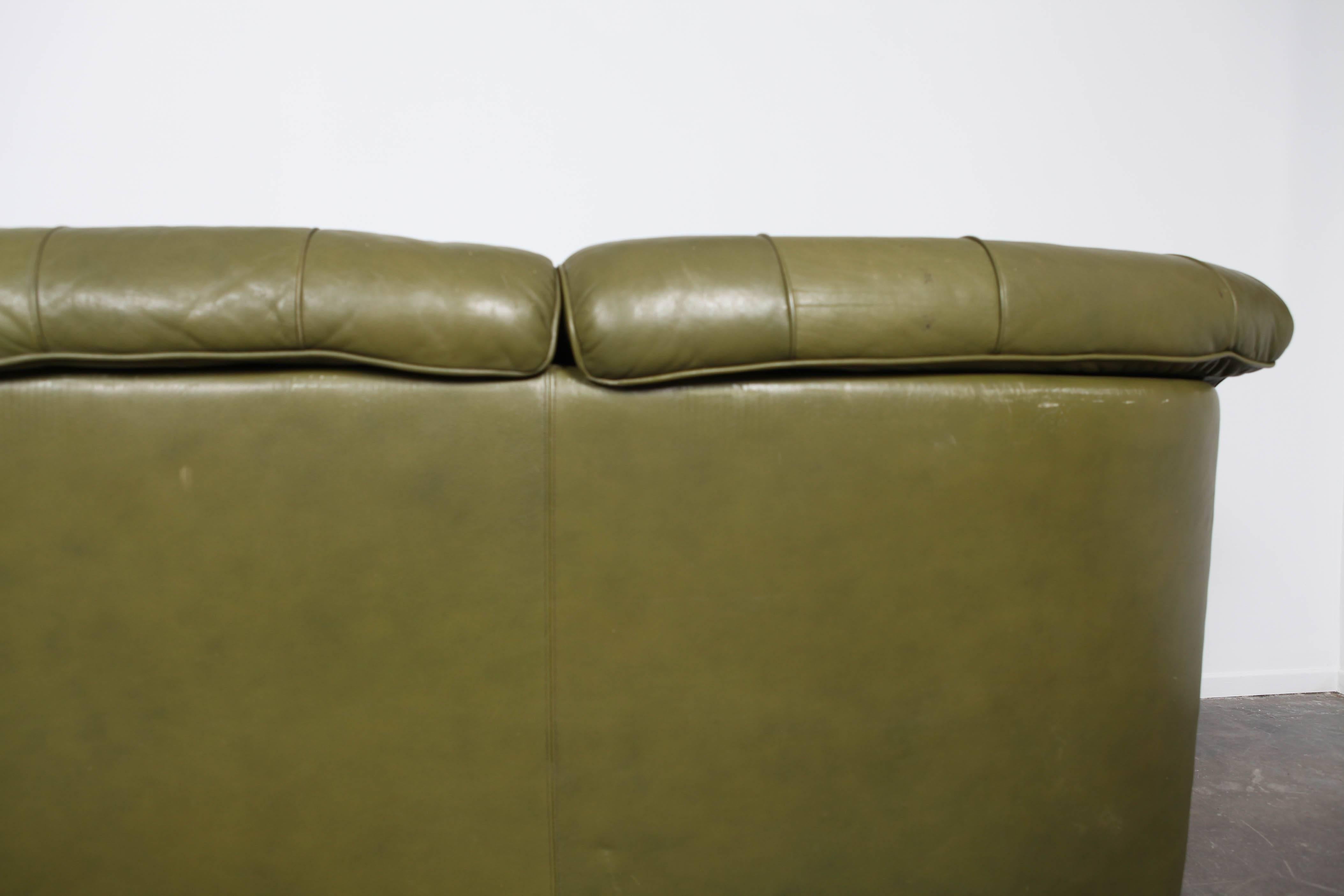 Mid-20th Century Arne Norell Three-Seat Sofa in Green Leather