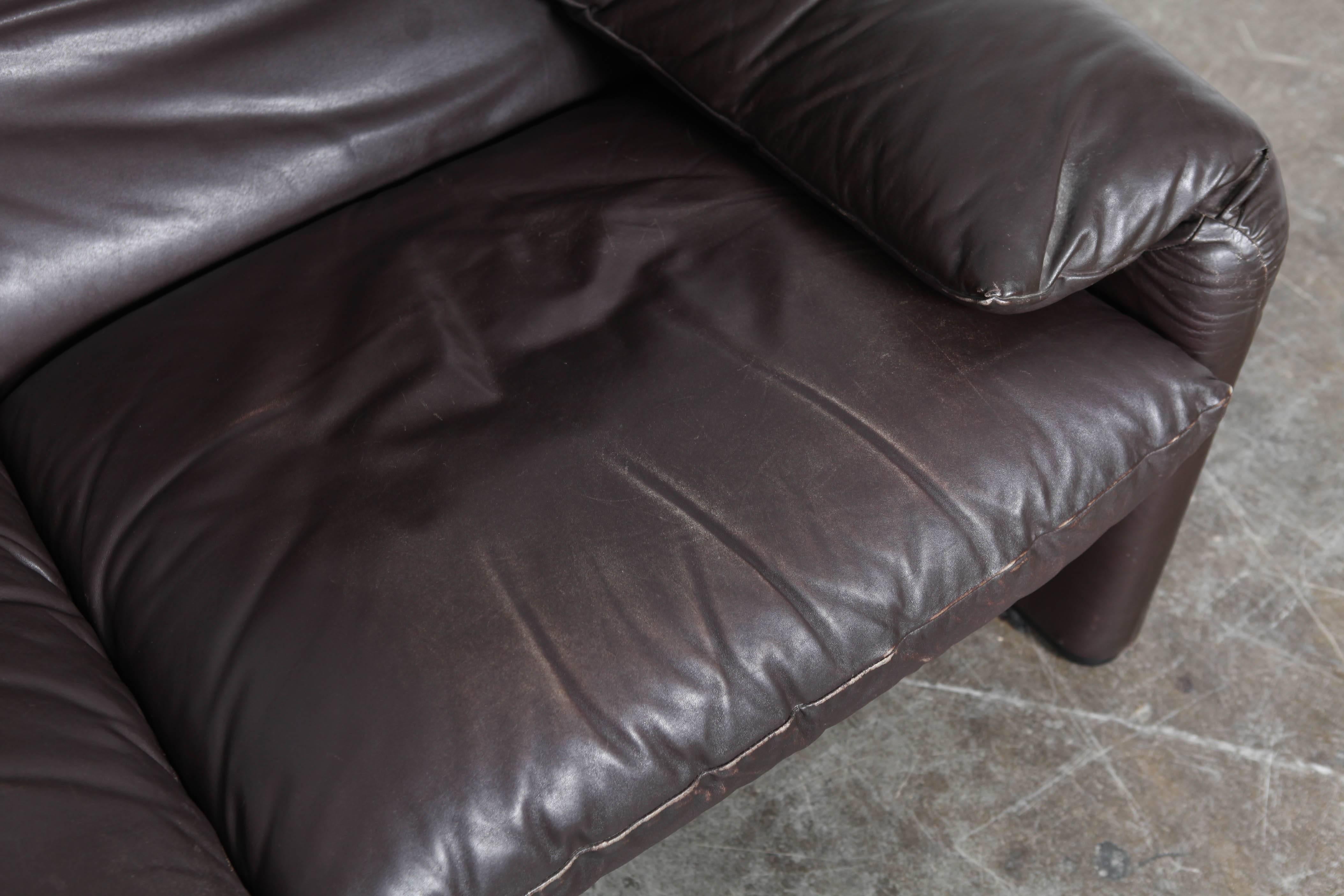 Italian Brown Leather Sofa 