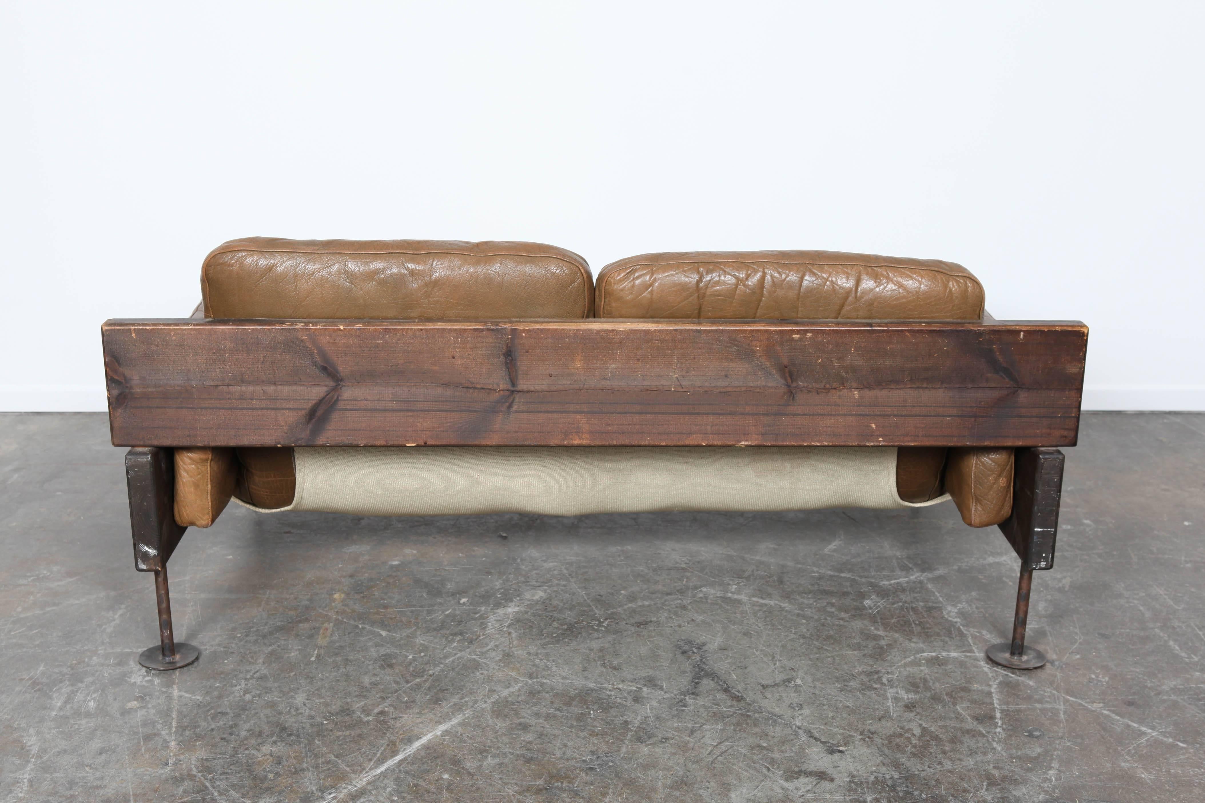 Late 20th Century Brown Leather Two-Seat Sofa by Hannu Jyräs, Finland