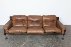 Brown Leather Three-Seat Sofa by Hannu Jyras, Finland