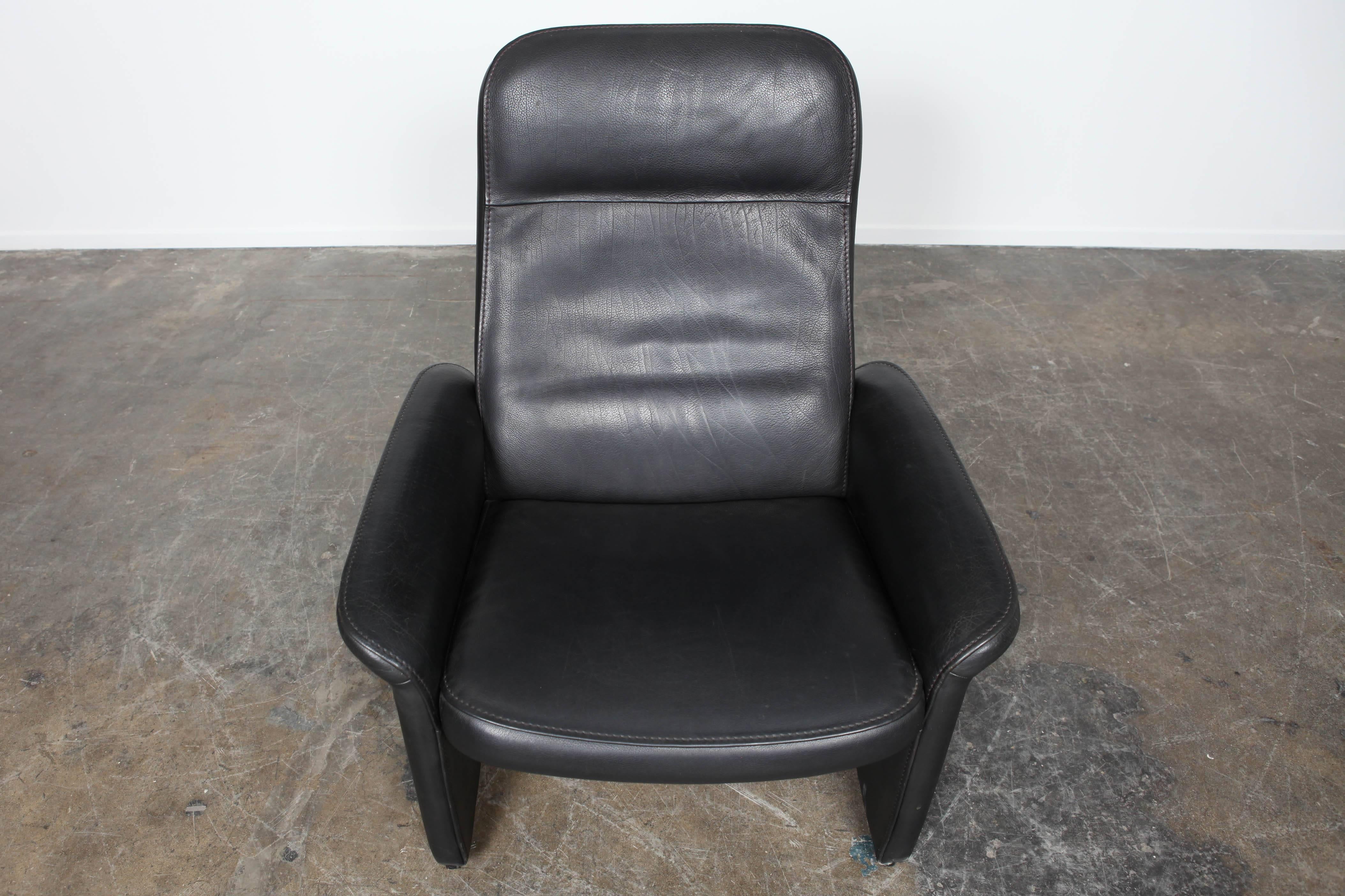 De Sede Black Leather Reclining Ds-50 Lounge Chair 1