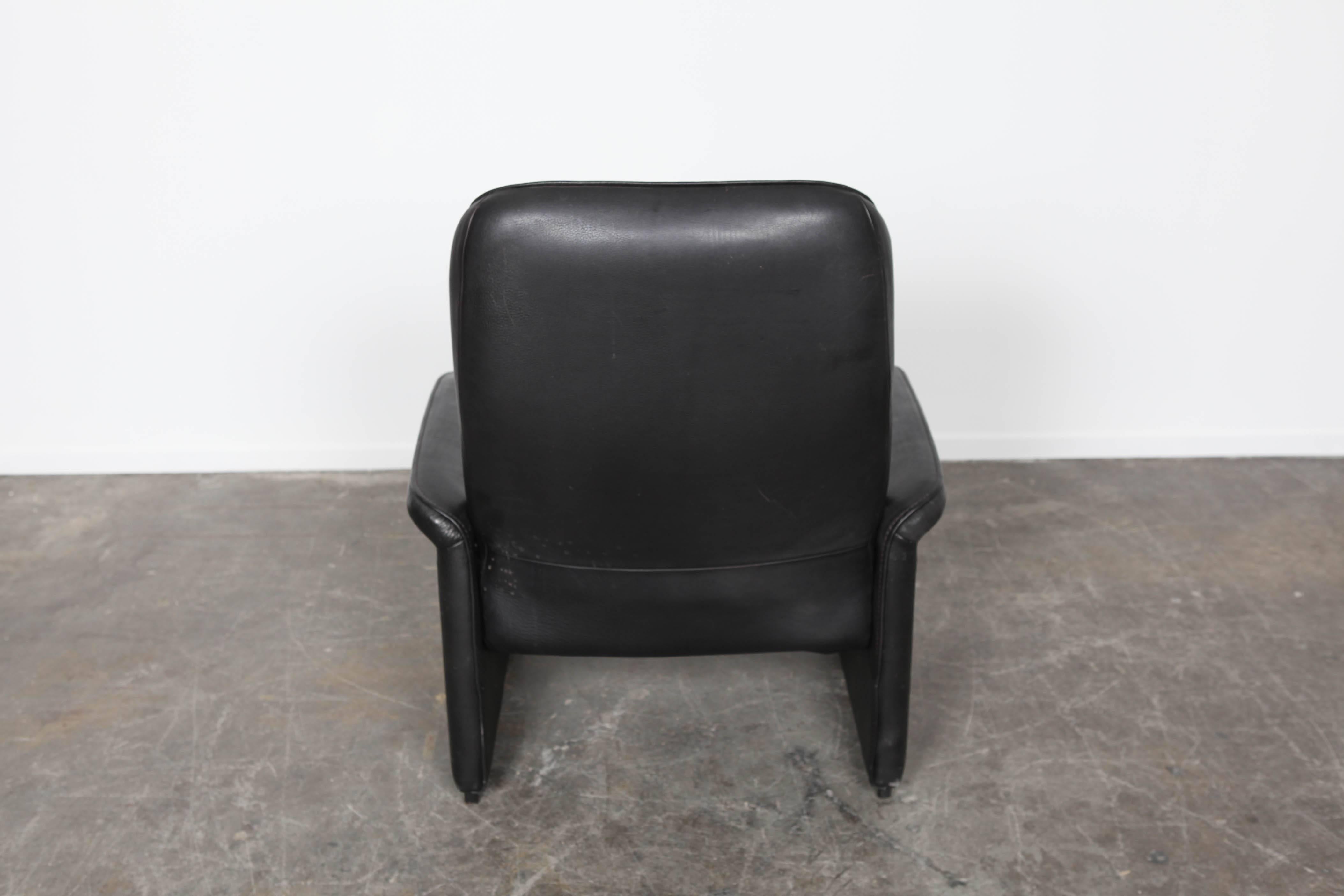 De Sede Black Leather Reclining Ds-50 Lounge Chair In Good Condition In North Hollywood, CA