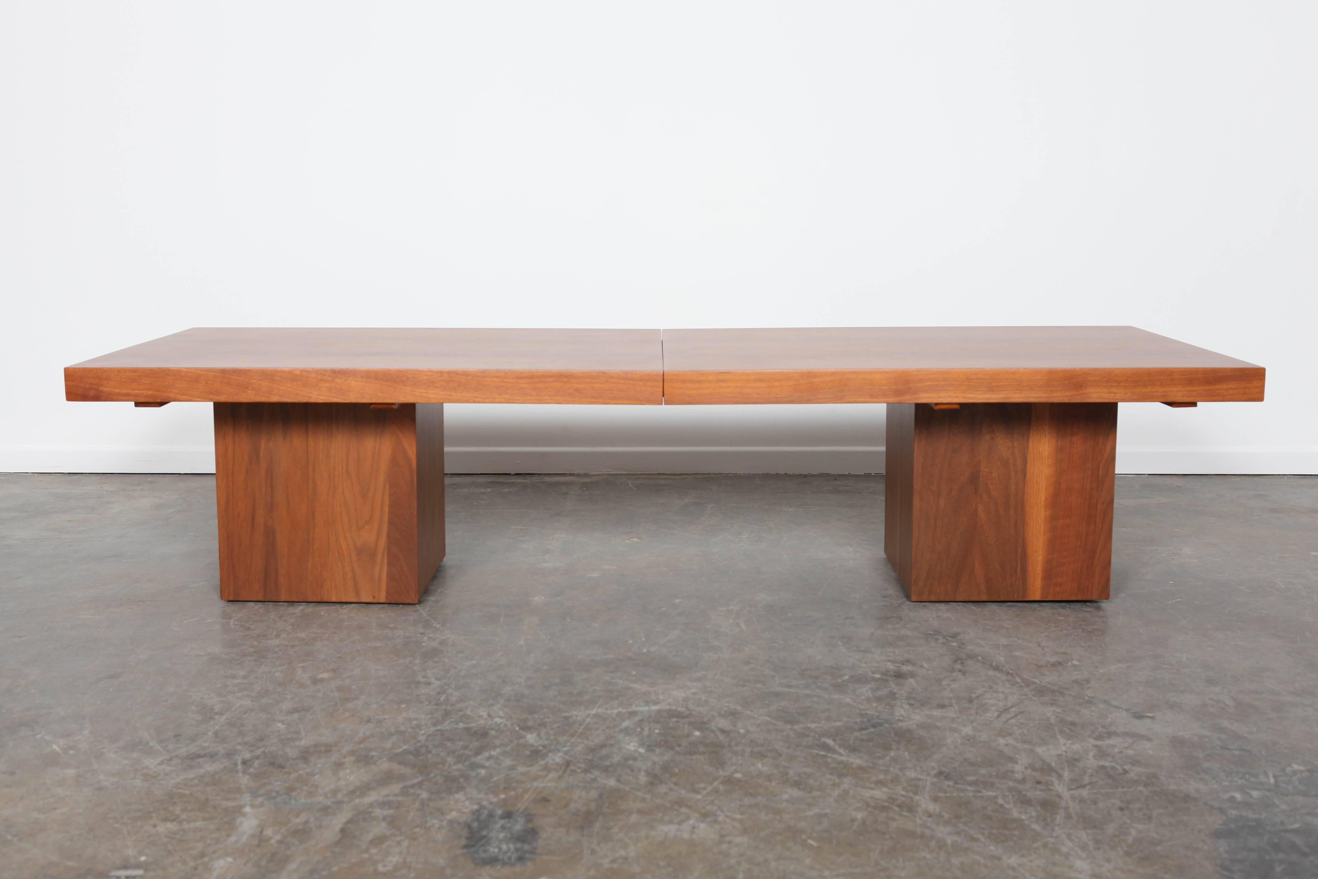 Mid-Century Modern Newly Refinished John Keal Expanding Walnut Coffee Table for Brown Saltman