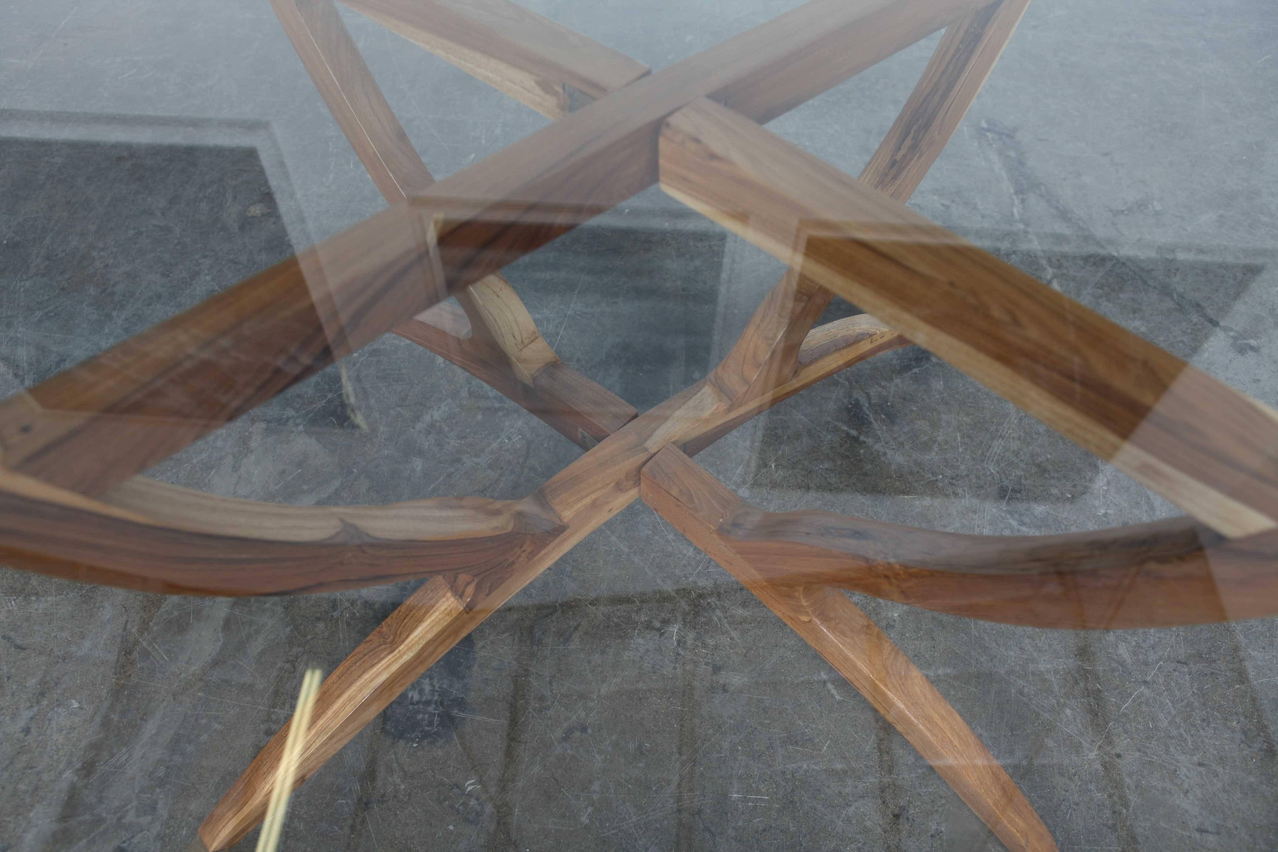 Mid-Century Modern Solid Walnut Spider Leg Glass Top Coffee Table 1