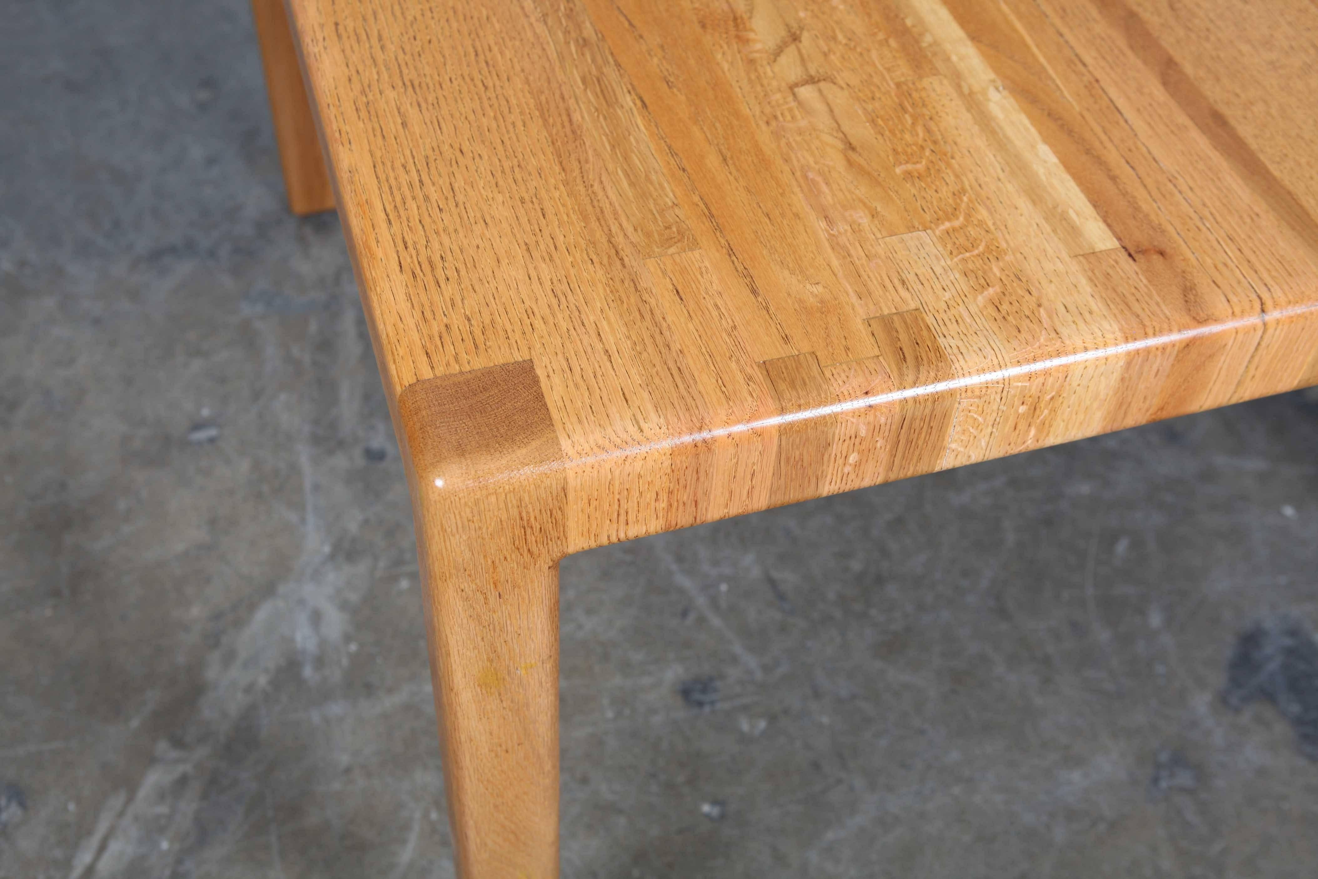Late 20th Century Solid Oak Parsons Dining Table with Three Extensions by Lou Hodges