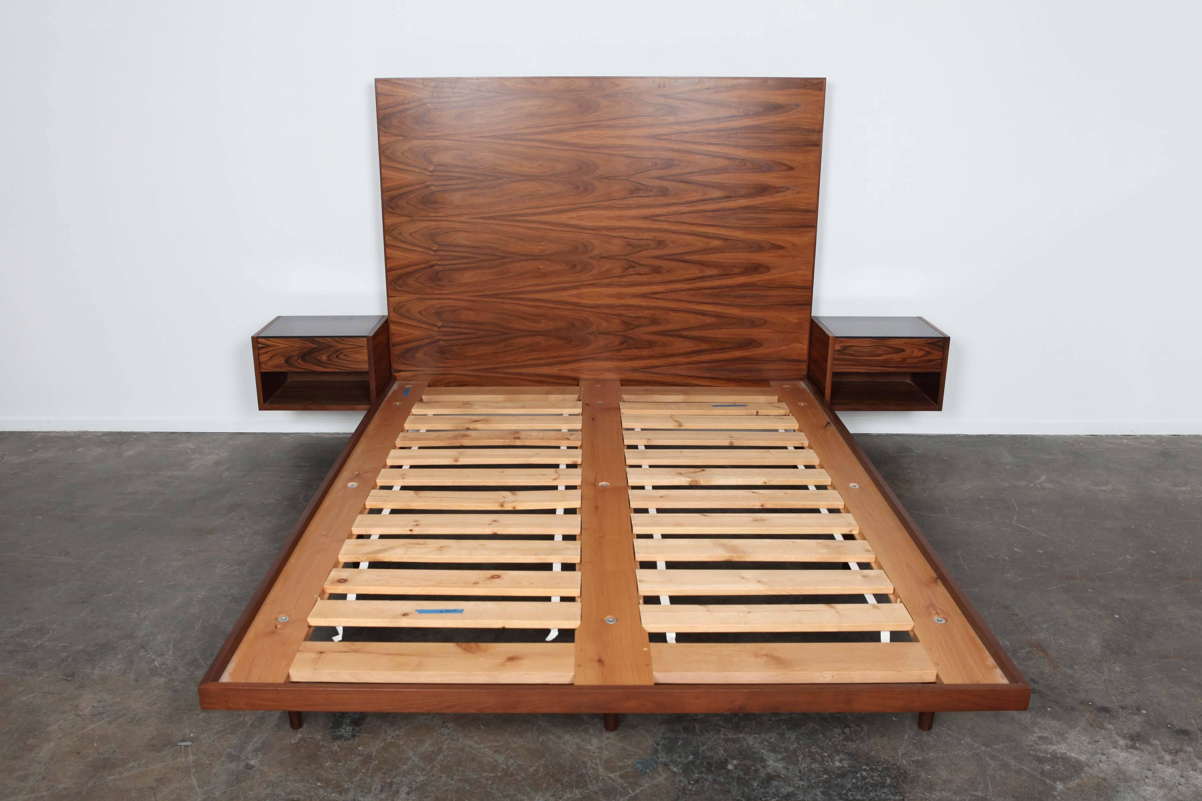 New Queen Rosewood Bed with Mounted Bedside Tables Based on Hans Wegner Design 2