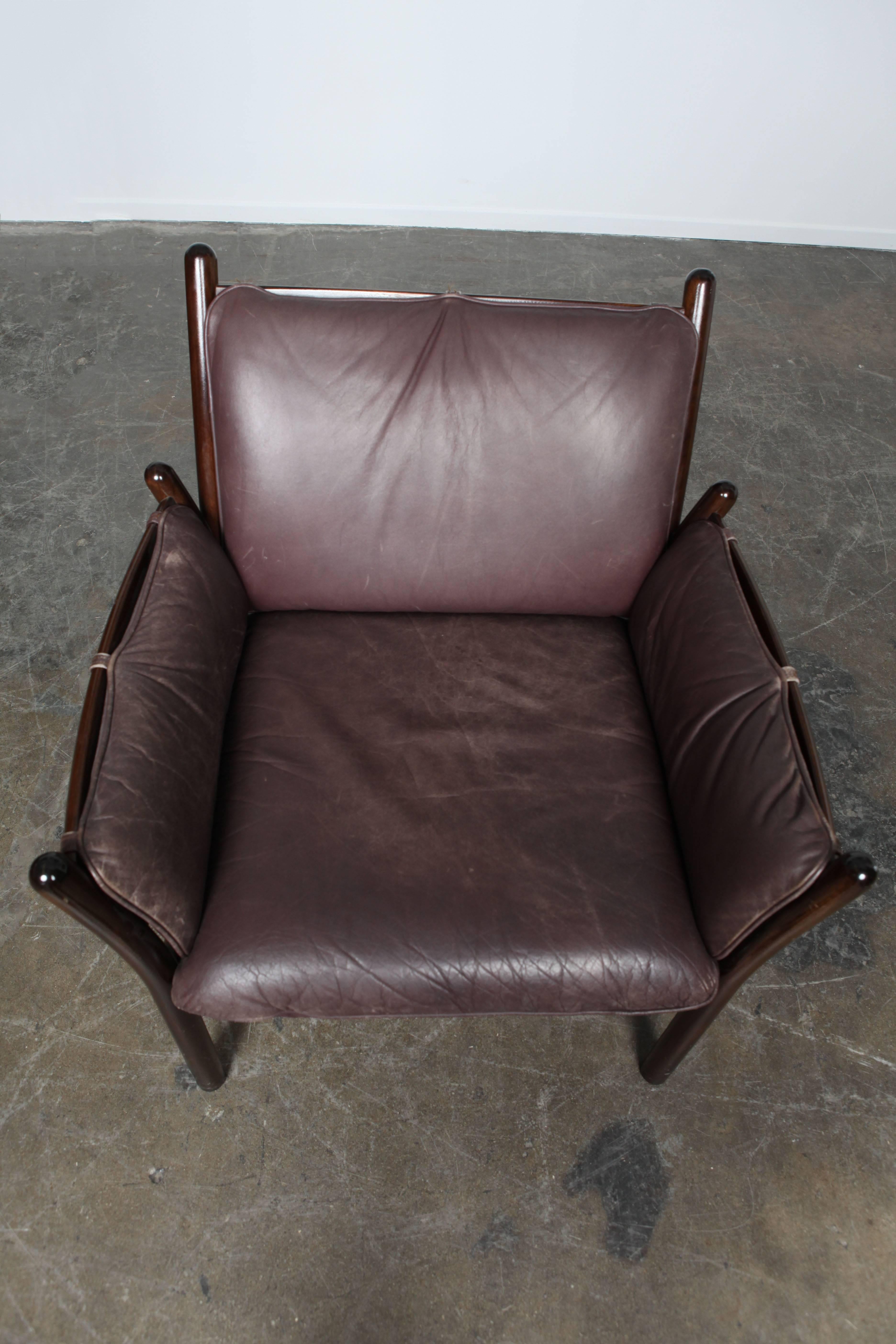 Danish Pair of Mid-Century Modern Leather Lounge Chairs by Illum Wikkelsø