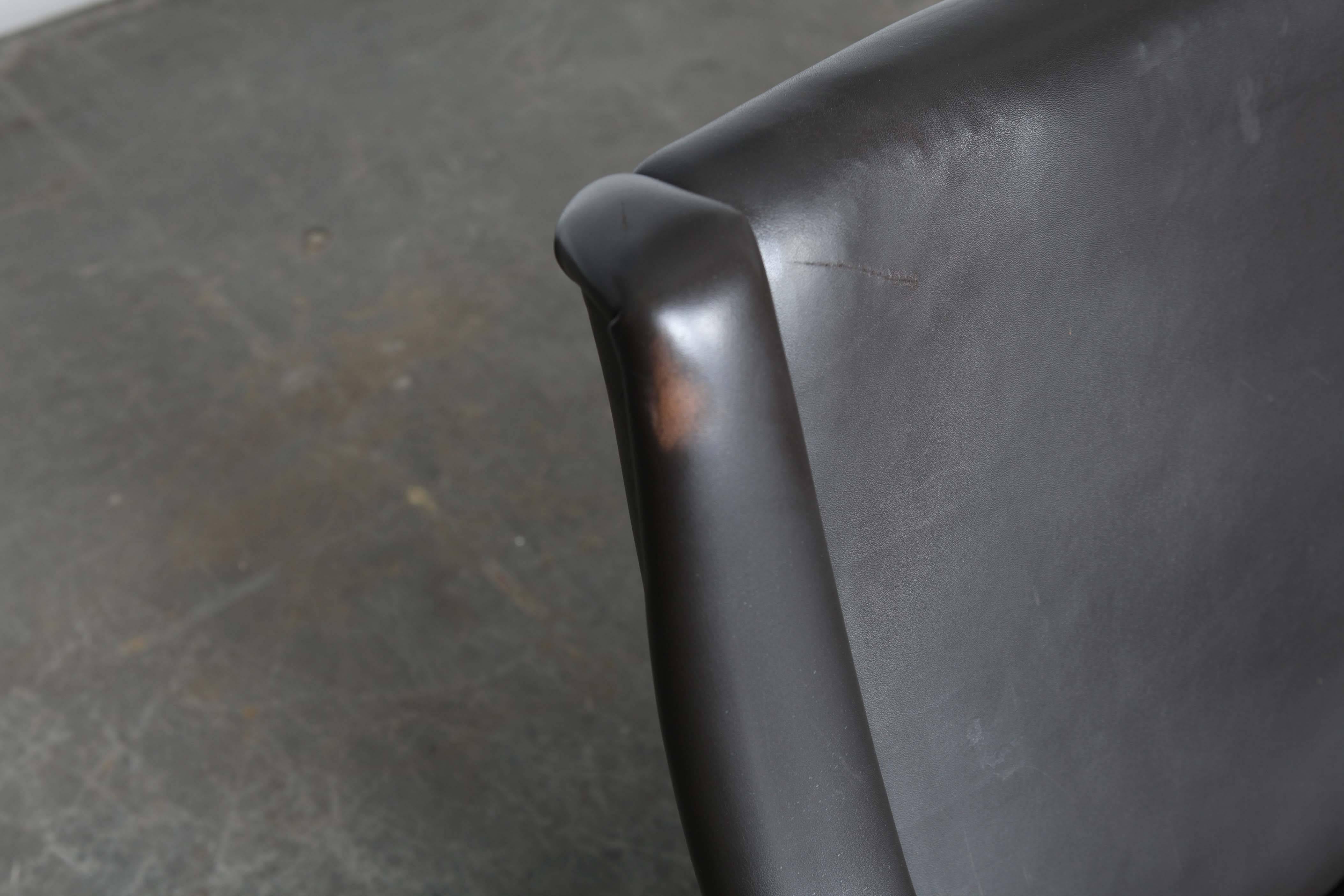 Swedish Pair of Black Leather Lounge Chairs by Karl Erik Ekselius of Sweden