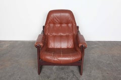 Percival Lafer MP-167 Brazilian Lounge Chair In Original Brown Leather