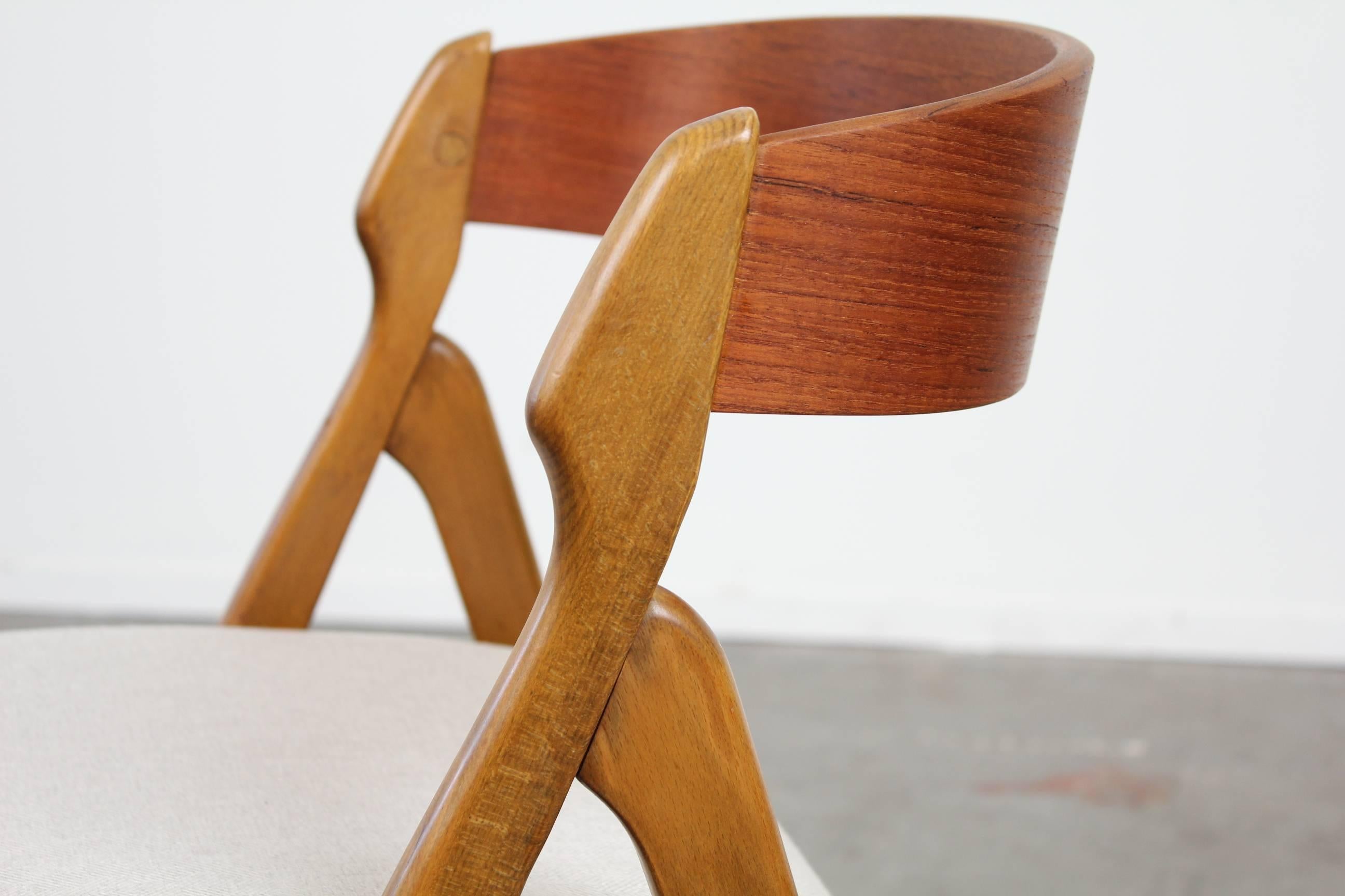 Fabric Set of Four Mid-Century Danish Modern Teak Dining Chairs