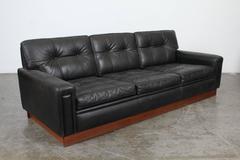Mid-Century Modern Black Leather Sofa by Arne Norell