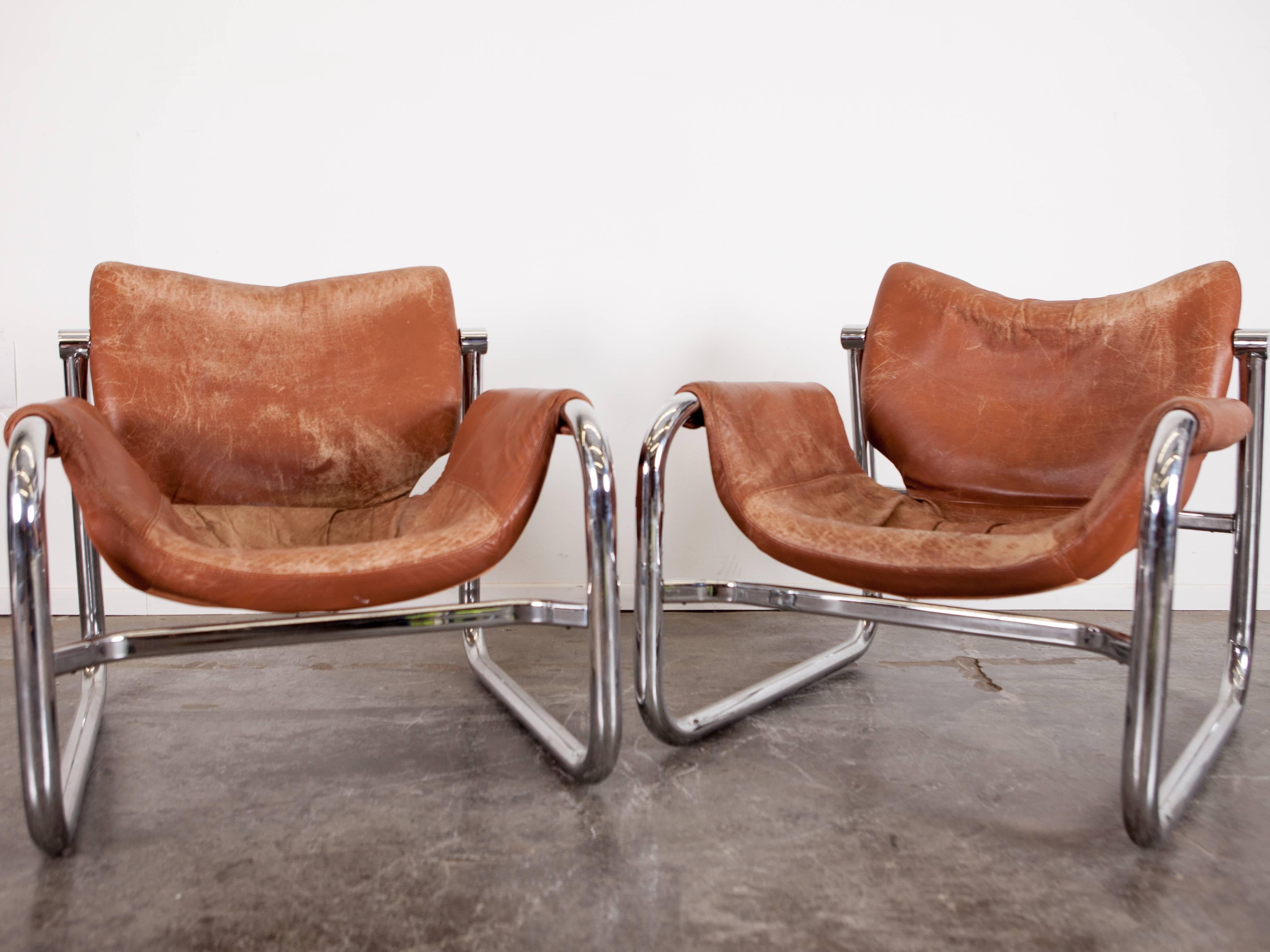 Brazilian Chrome and Leather 'Alpha Chair' by Maurice Burke
