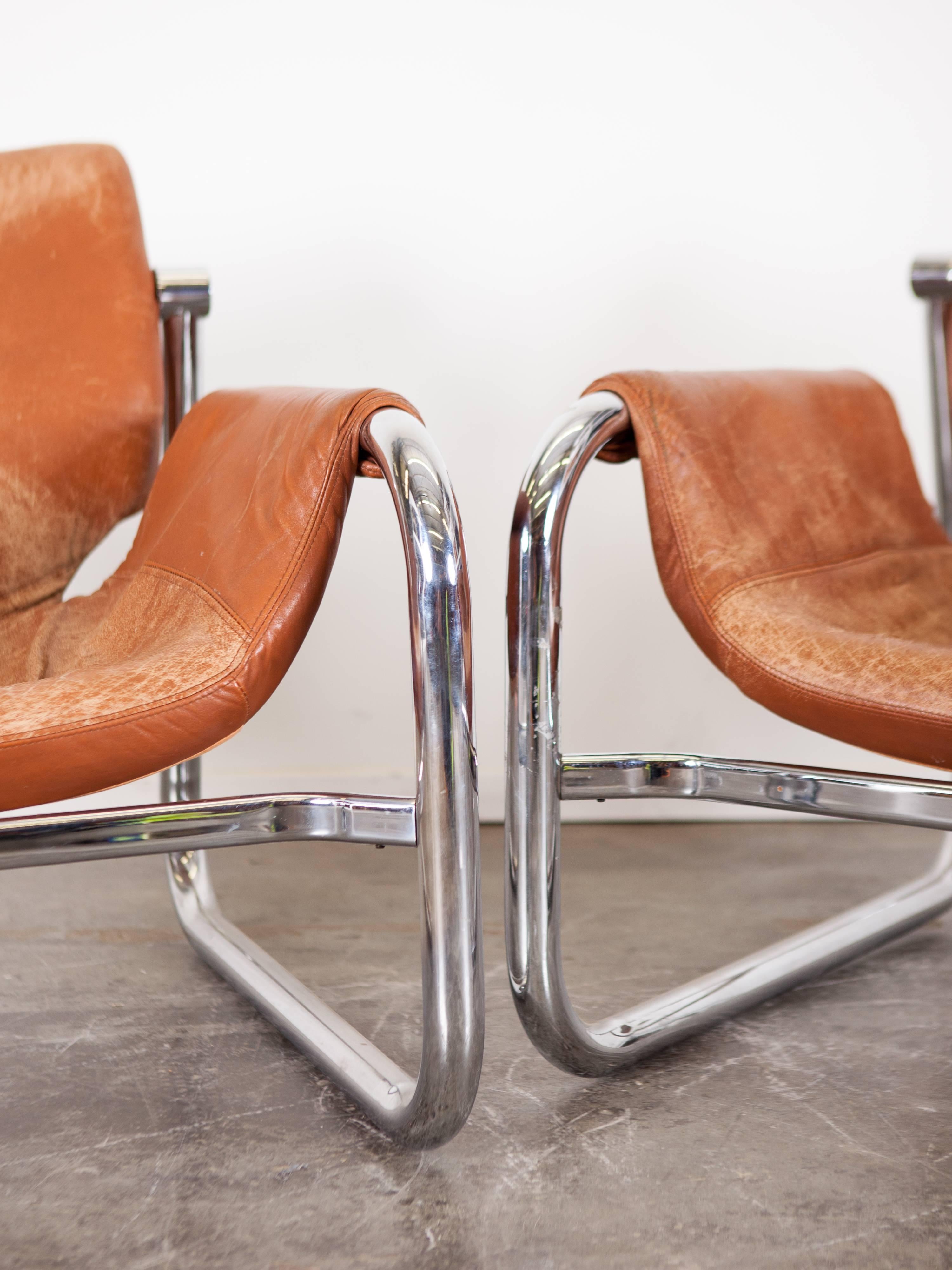 Chrome and Leather 'Alpha Chair' by Maurice Burke In Excellent Condition In North Hollywood, CA