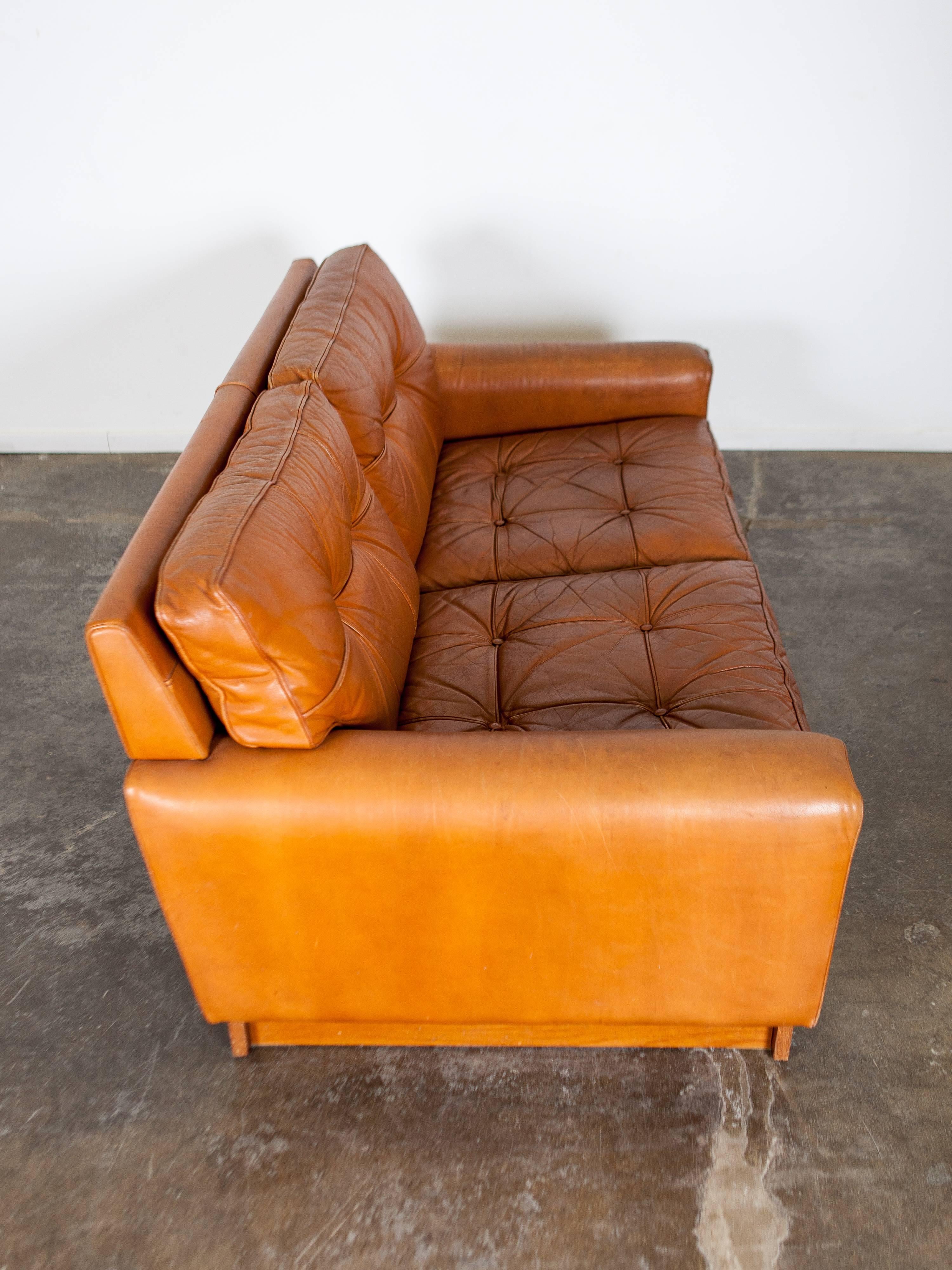 Mid-Century Brown Leather Sofa by Arne Norell 2