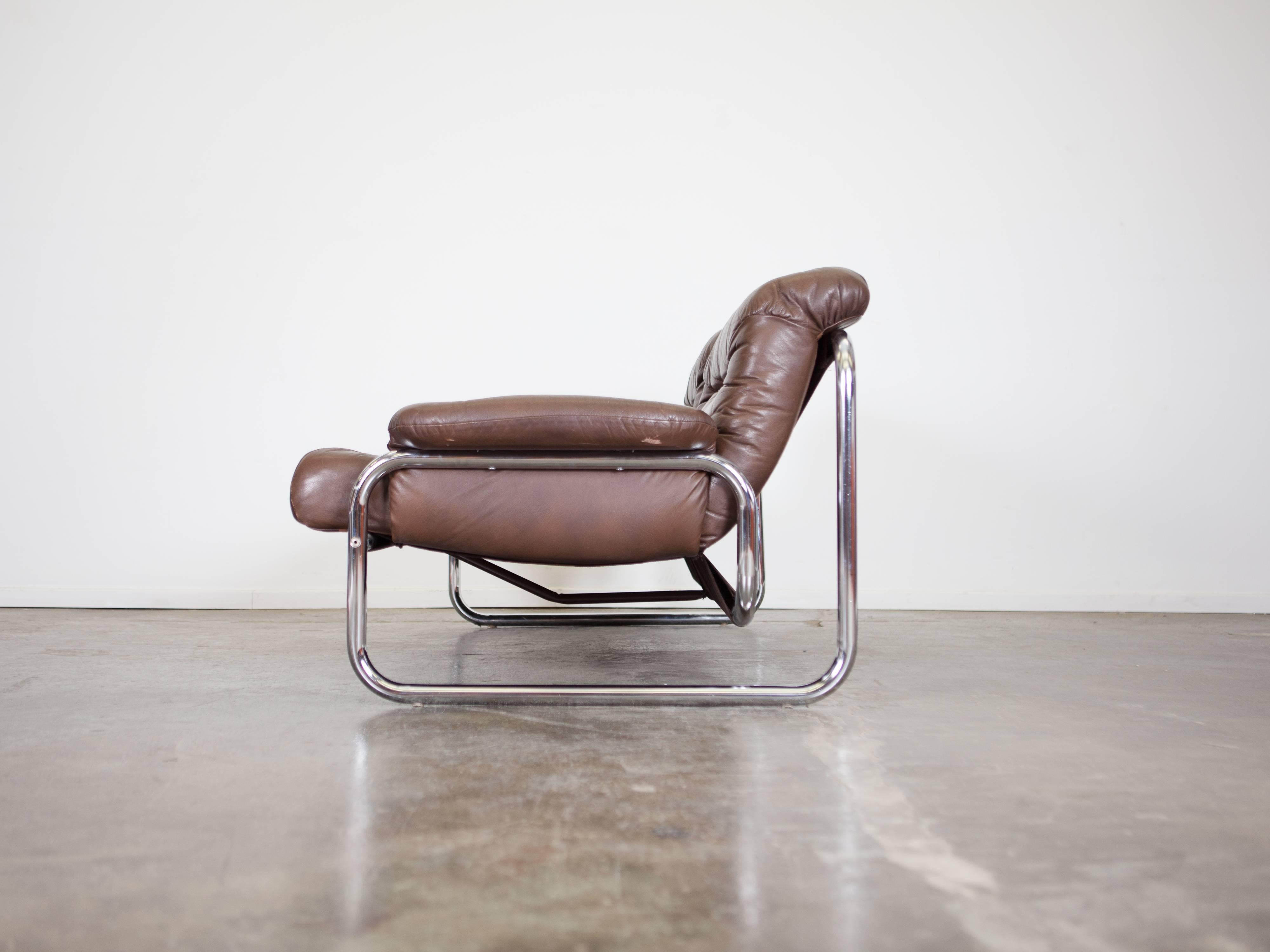 Chrome Sofa en cuir chromé Johan Bertil Häggström des années 1970