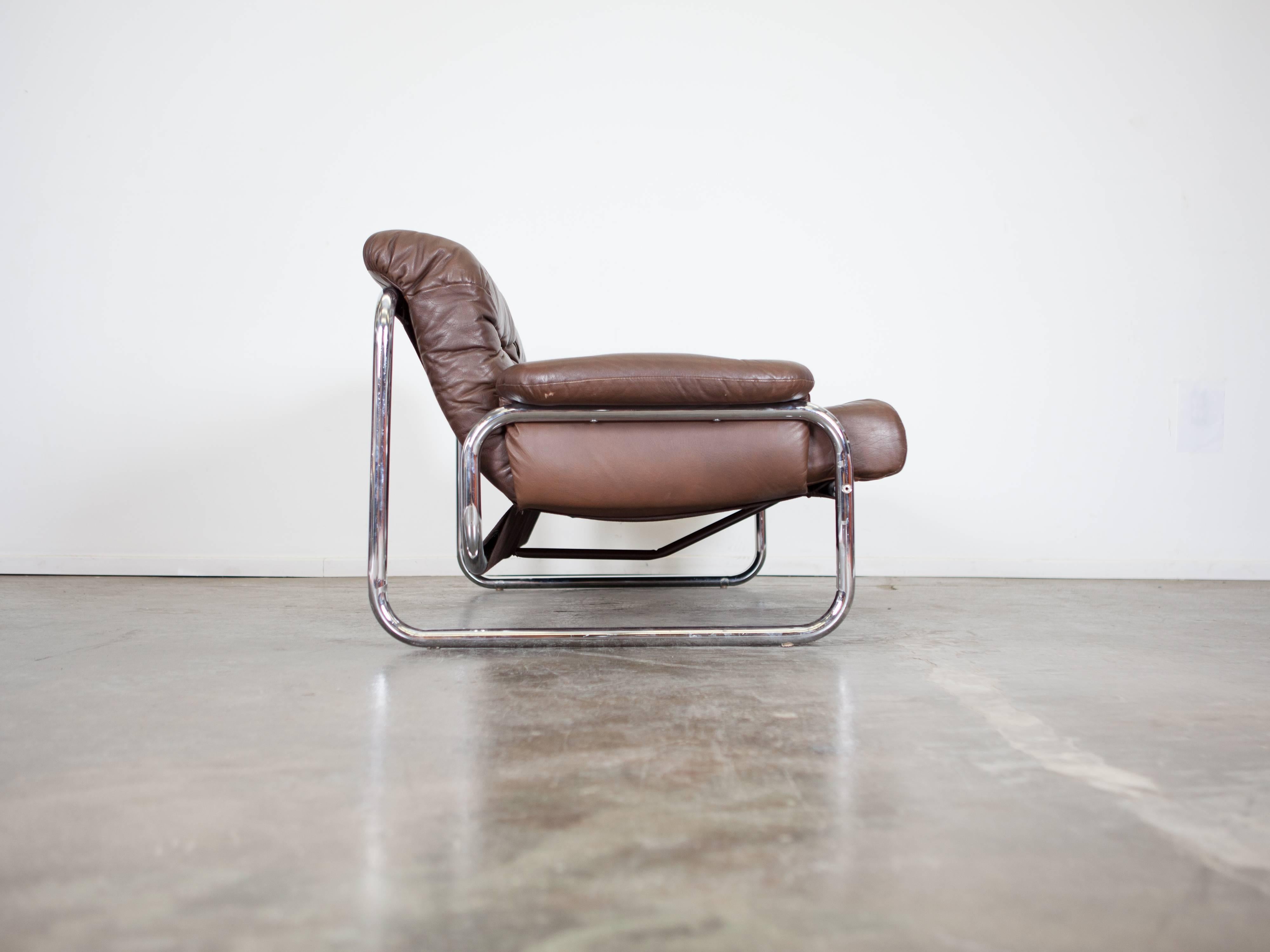 Sofa en cuir chromé Johan Bertil Häggström des années 1970 1