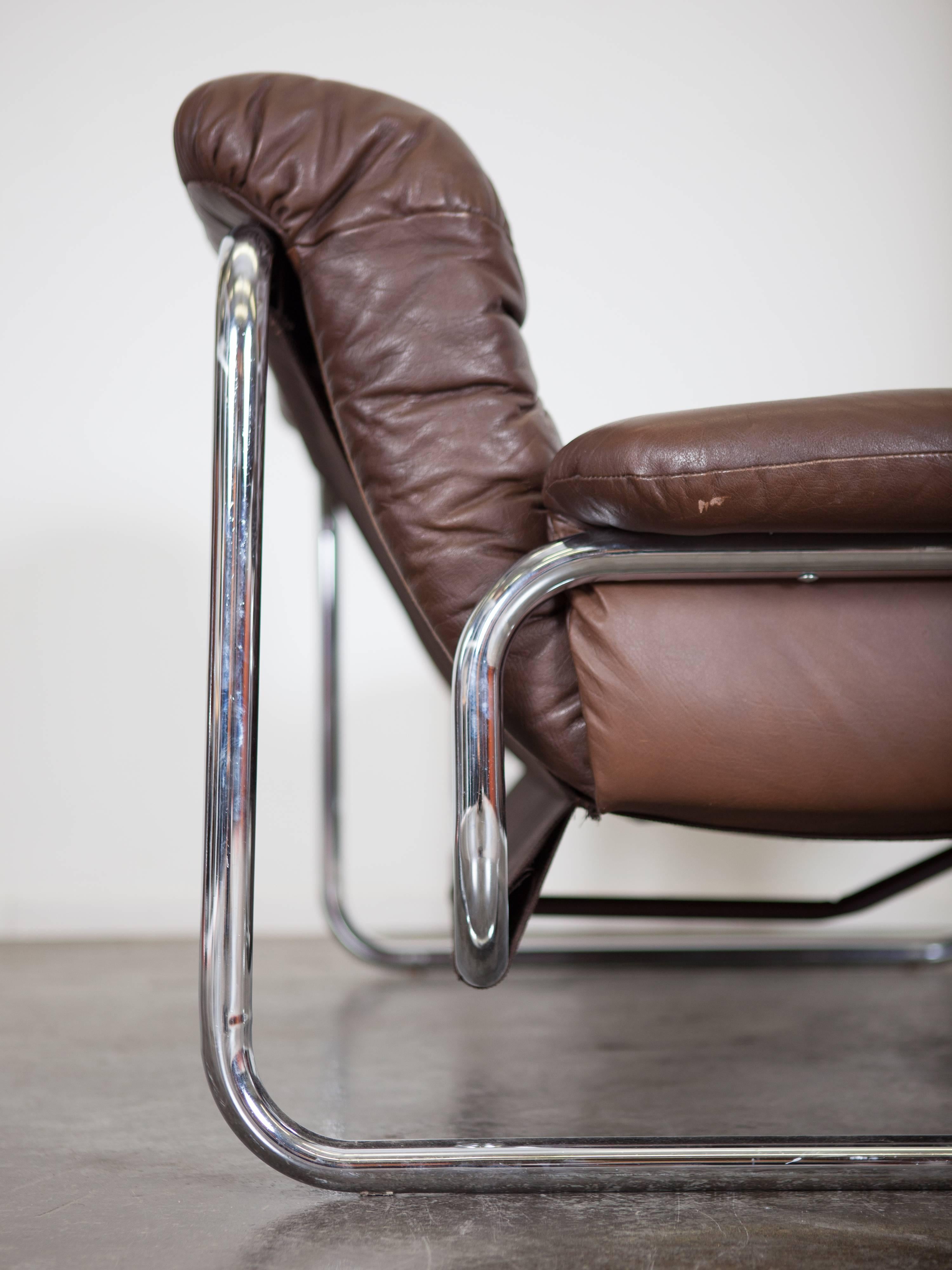 Sofa en cuir chromé Johan Bertil Häggström des années 1970 2