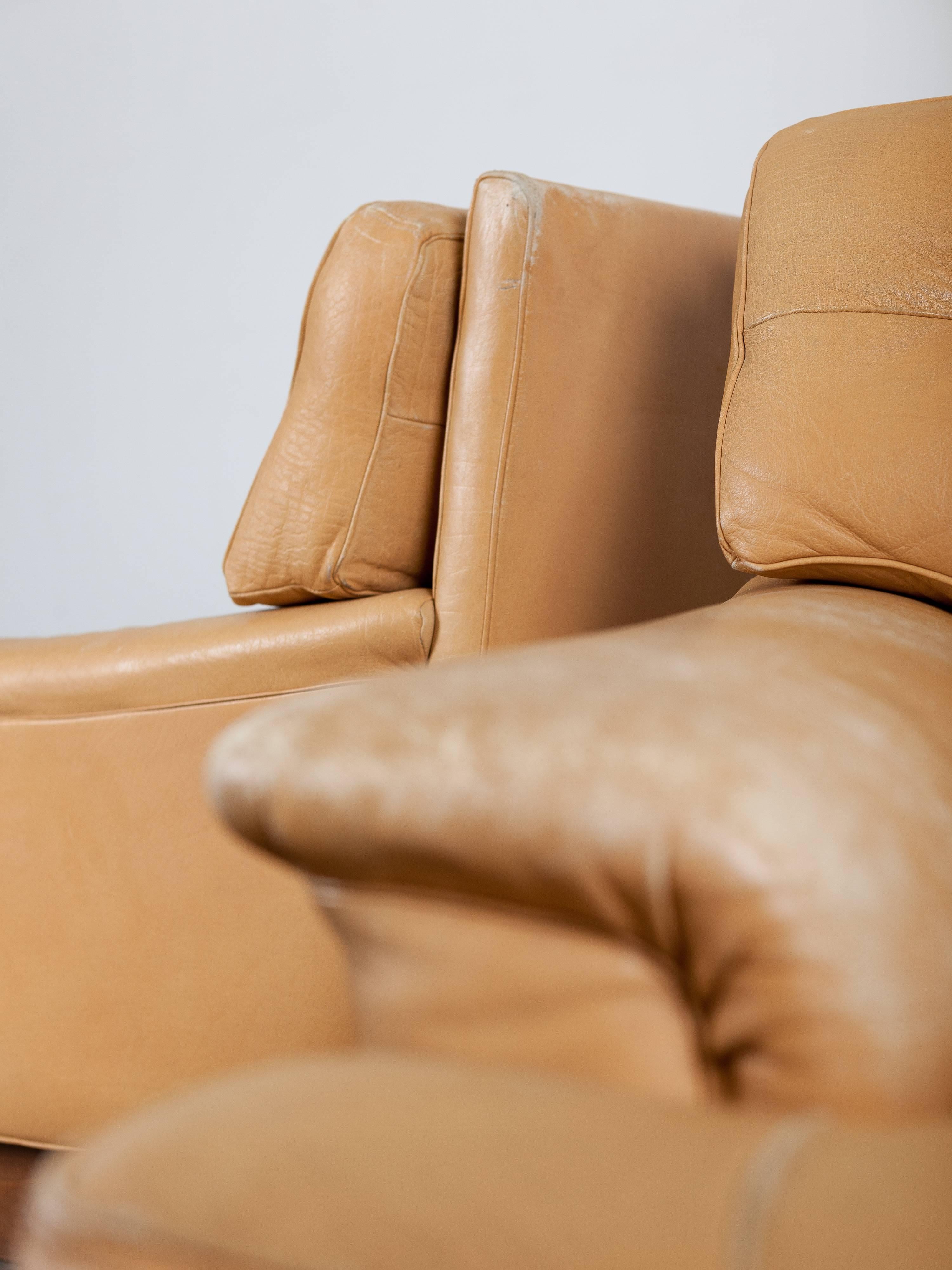 'Merkur' Tan Leather Lounge Chairs by Arne Norell 4