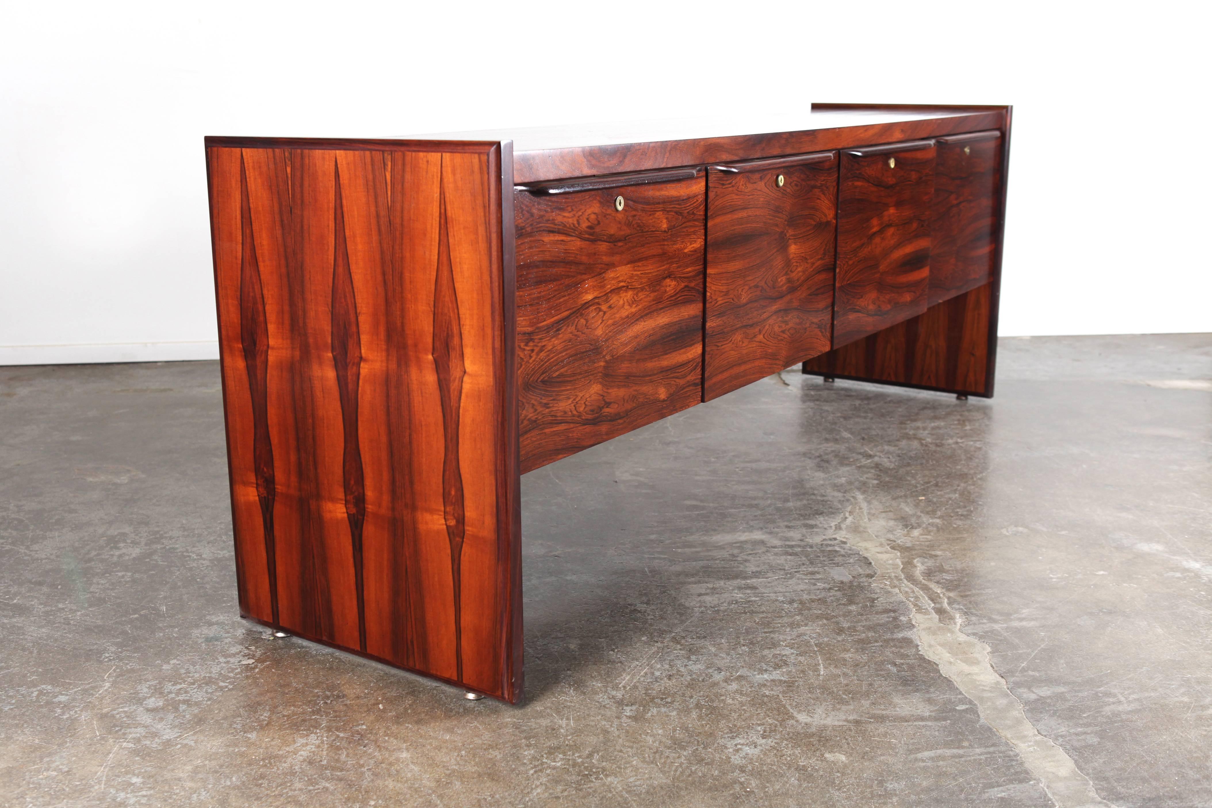 Late 20th Century Mid-Century Modern Low Rosewood Executive File Cabinet