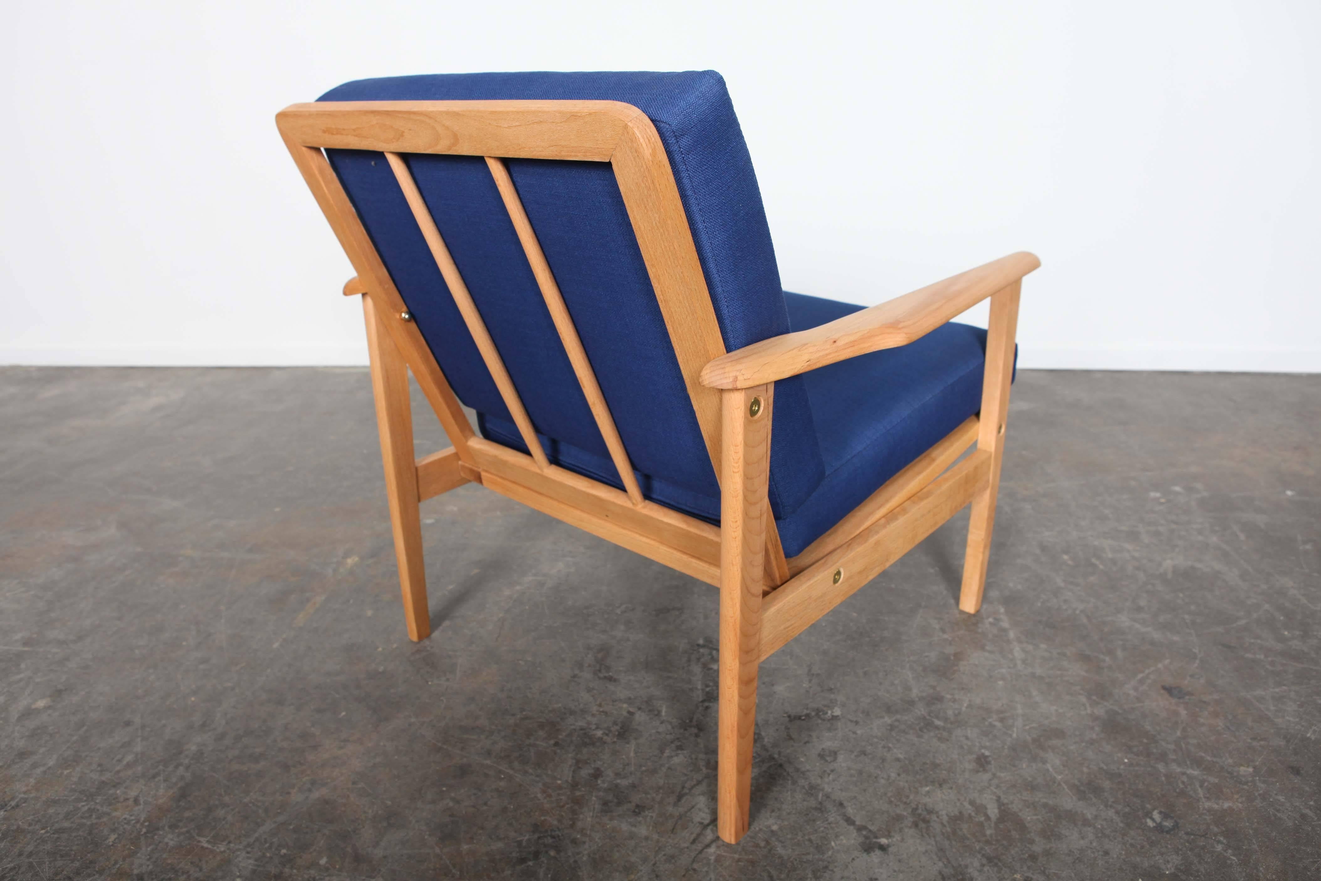 Mid-20th Century Pair of Mid-Century Modern Low Back Wood Framed Lounge Chairs