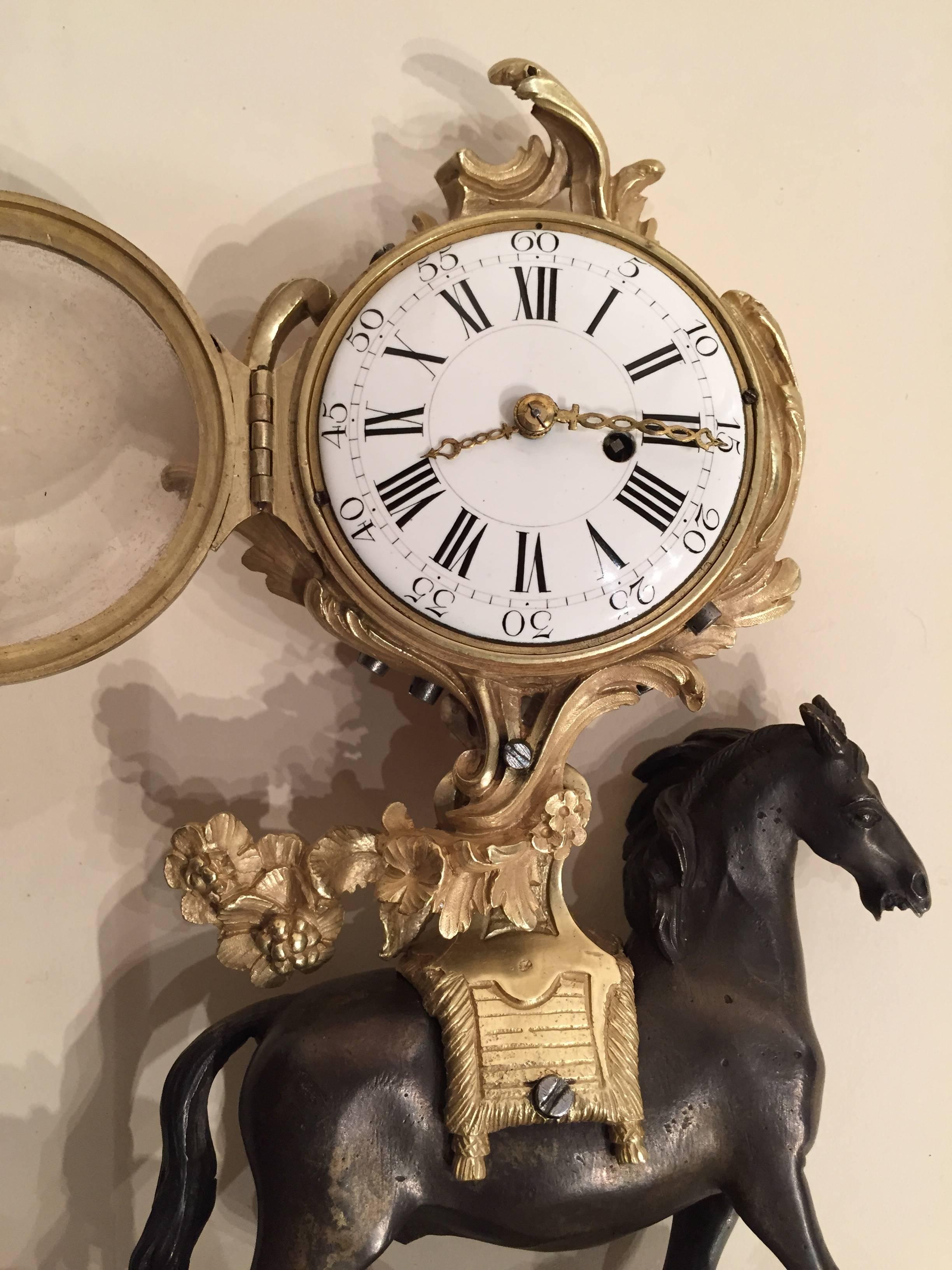 18th Century and Earlier Rare French 18th Century Horse Clock, Paris, circa 1760-1770