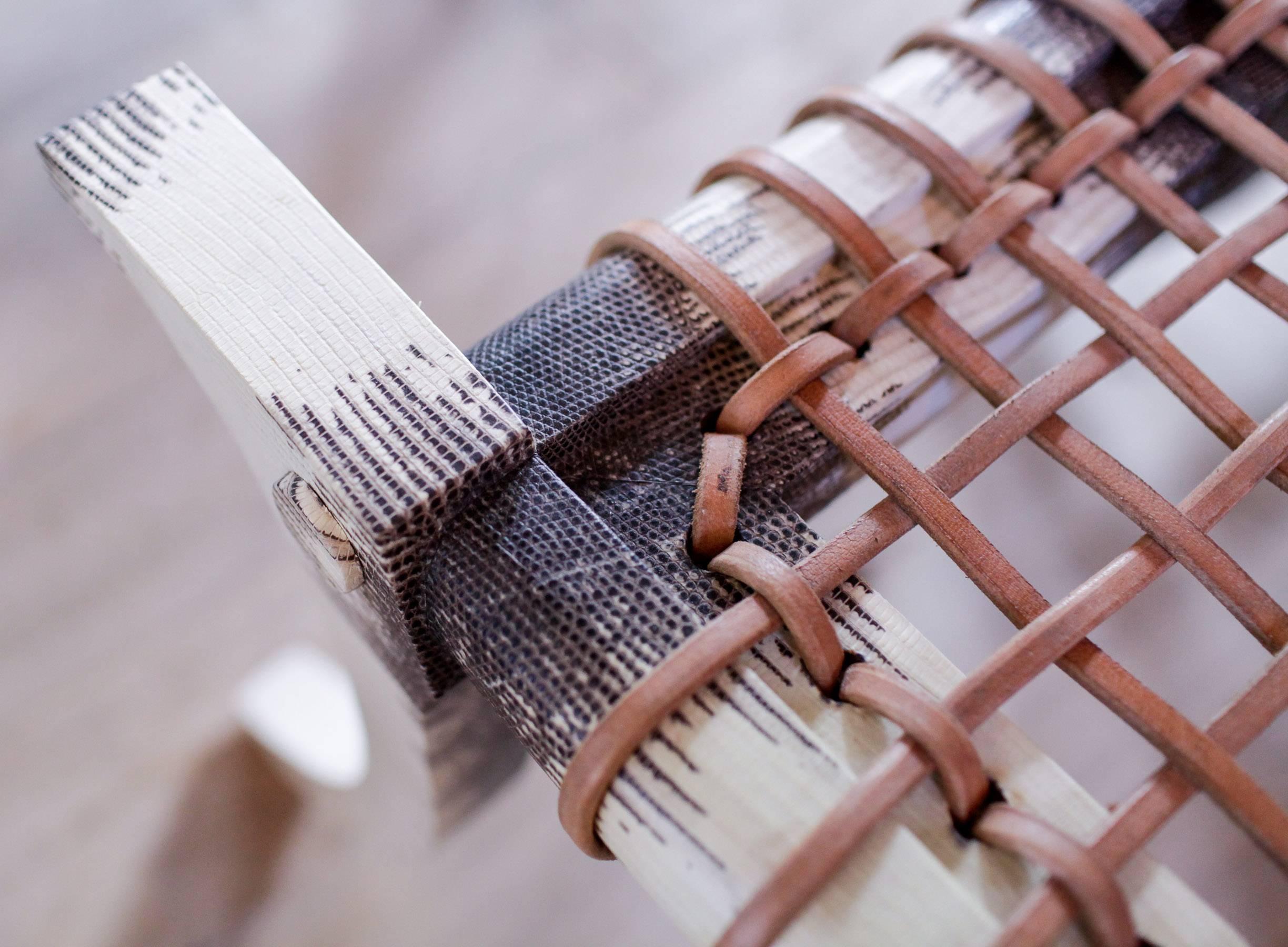 American Klismos Bench in Natural Lizard Skin