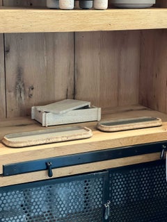 Vassoio portaoggetti Rodi in marmo Travertino color noce e pietra da golf, rettangolare lungo, grande