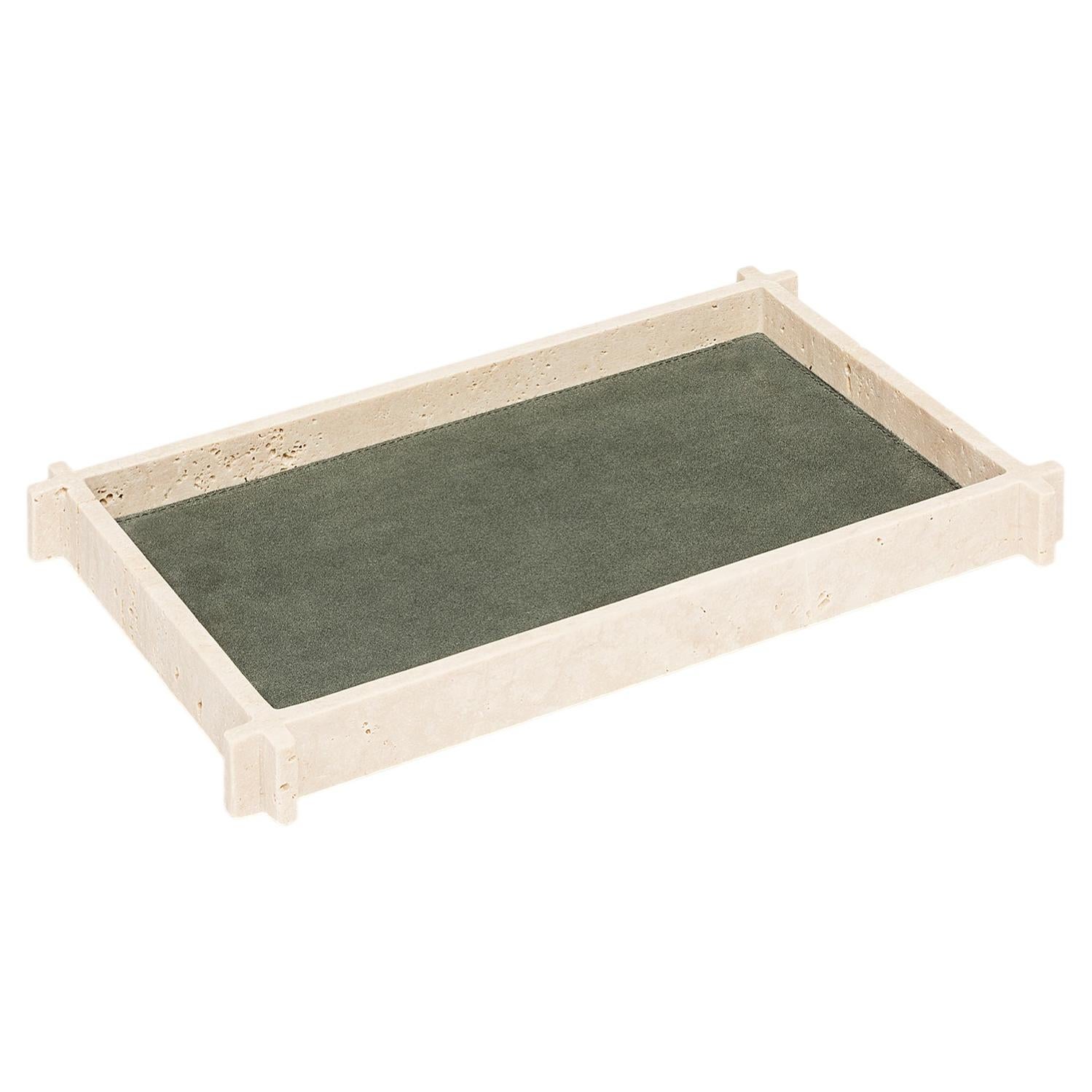 Structura Leather & Marble Medium Long Rectangular Valet Tray by Giobagnara
