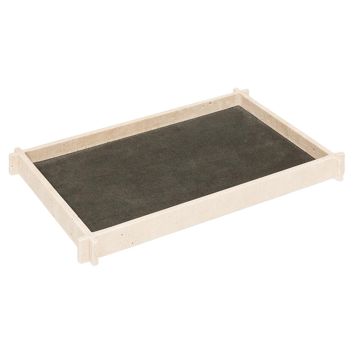 Structura Leather & Marble Large Long Rectangular Valet Tray by Giobagnara