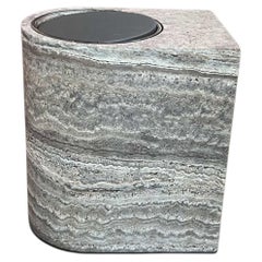 Nobble Marble Bin in Travertino Titanium by Giobagnara