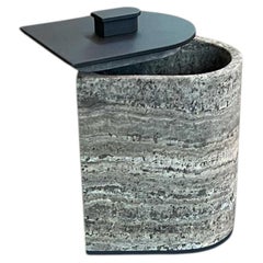 Nobble Marble Small High Box in Travertino Titanium by Giobagnara