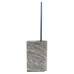 Nobble Marble Toilet Brush in Travertino Titanium by Giobagnara