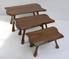 Organic Mid-Century modern Wooden Side Tables, circa 1960's