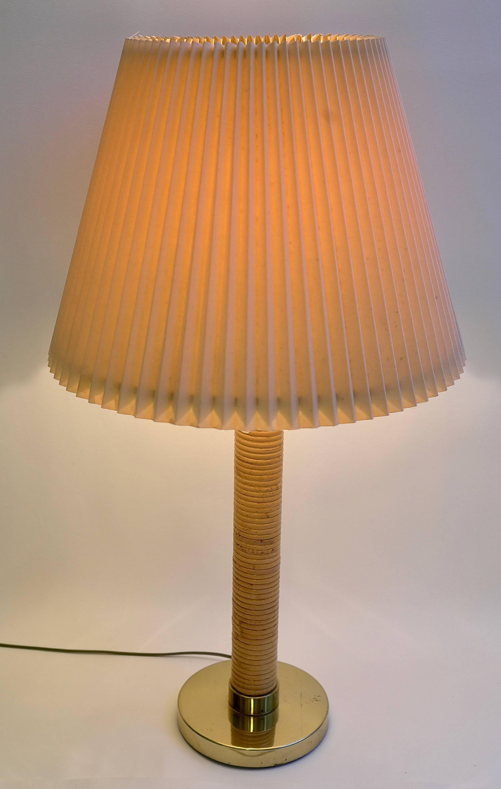 Large Austrian bamboo and brass table lamp