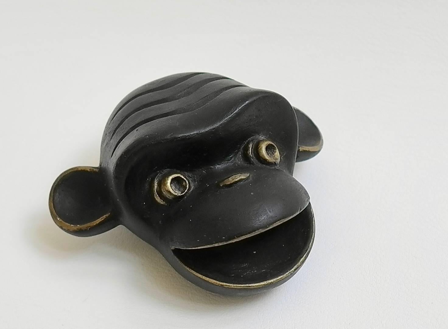 Mid-Century Modern Walter Bosse Ceramic Monkey Head, Austria, 1950s