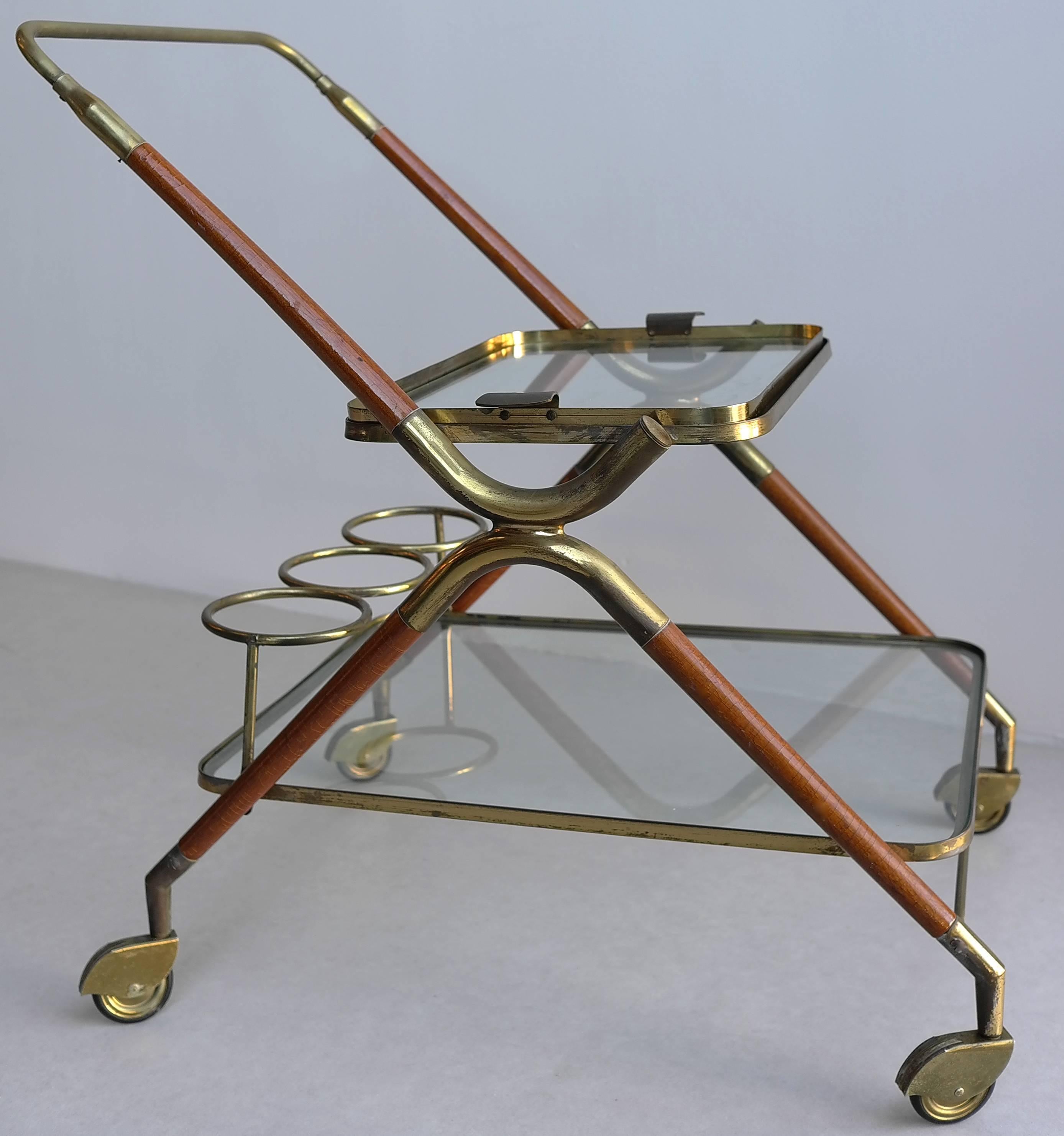 Mid-20th Century Cesare Lacca Bar Cart, Italy 1950's
