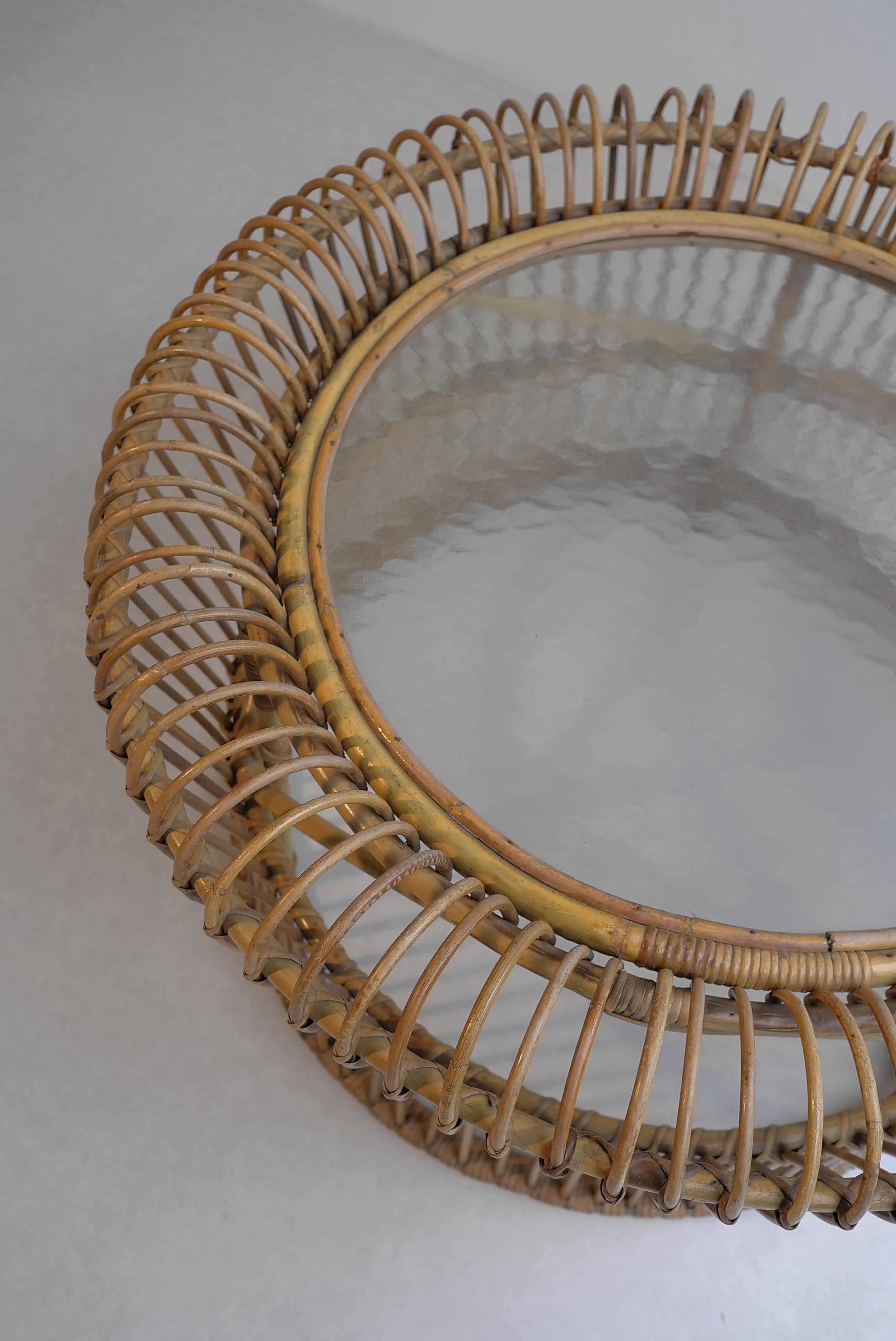 Italian Rattan Coffee table in style of Franco Albini.