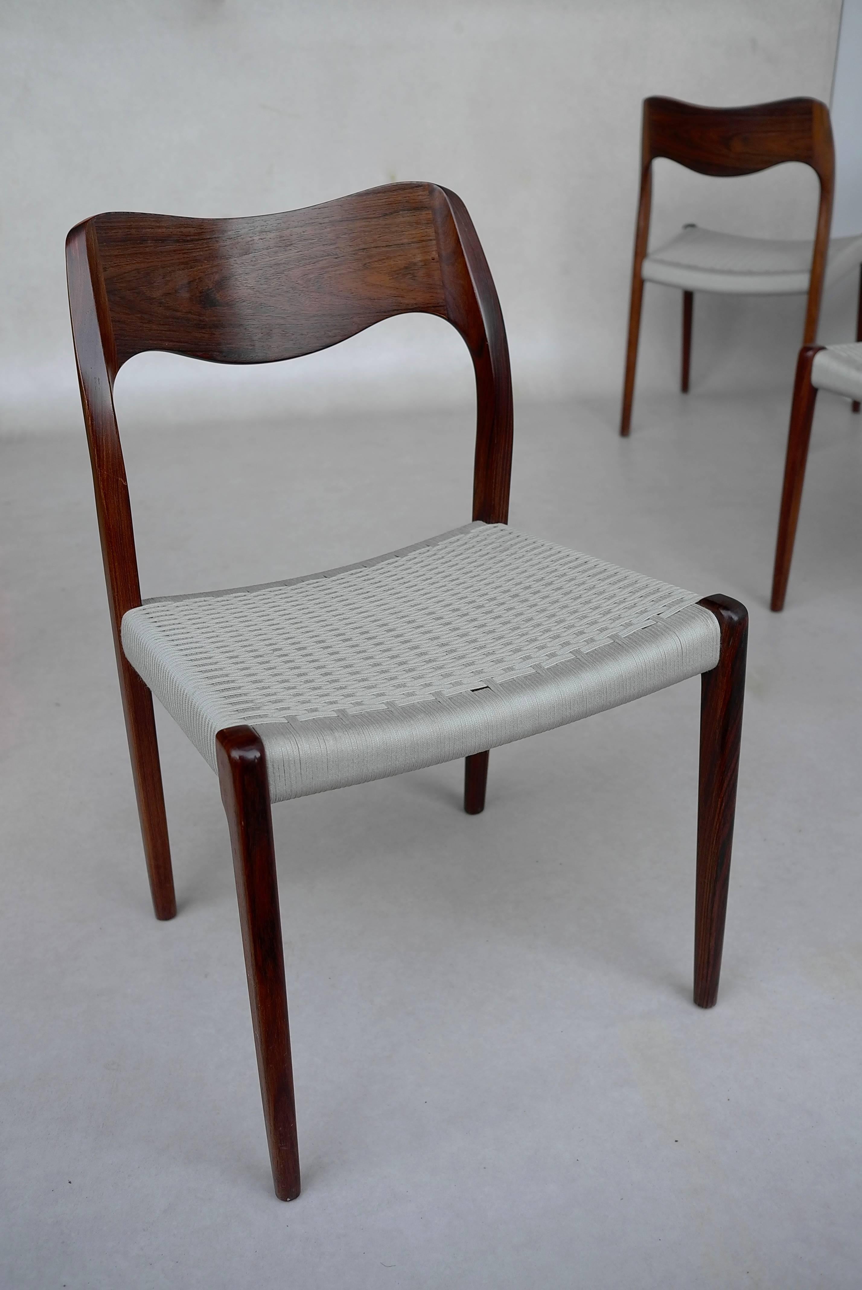 Rosewood Chairs by Niels Otto Moller No 71, Denmark, 1960s In Excellent Condition In Den Haag, NL