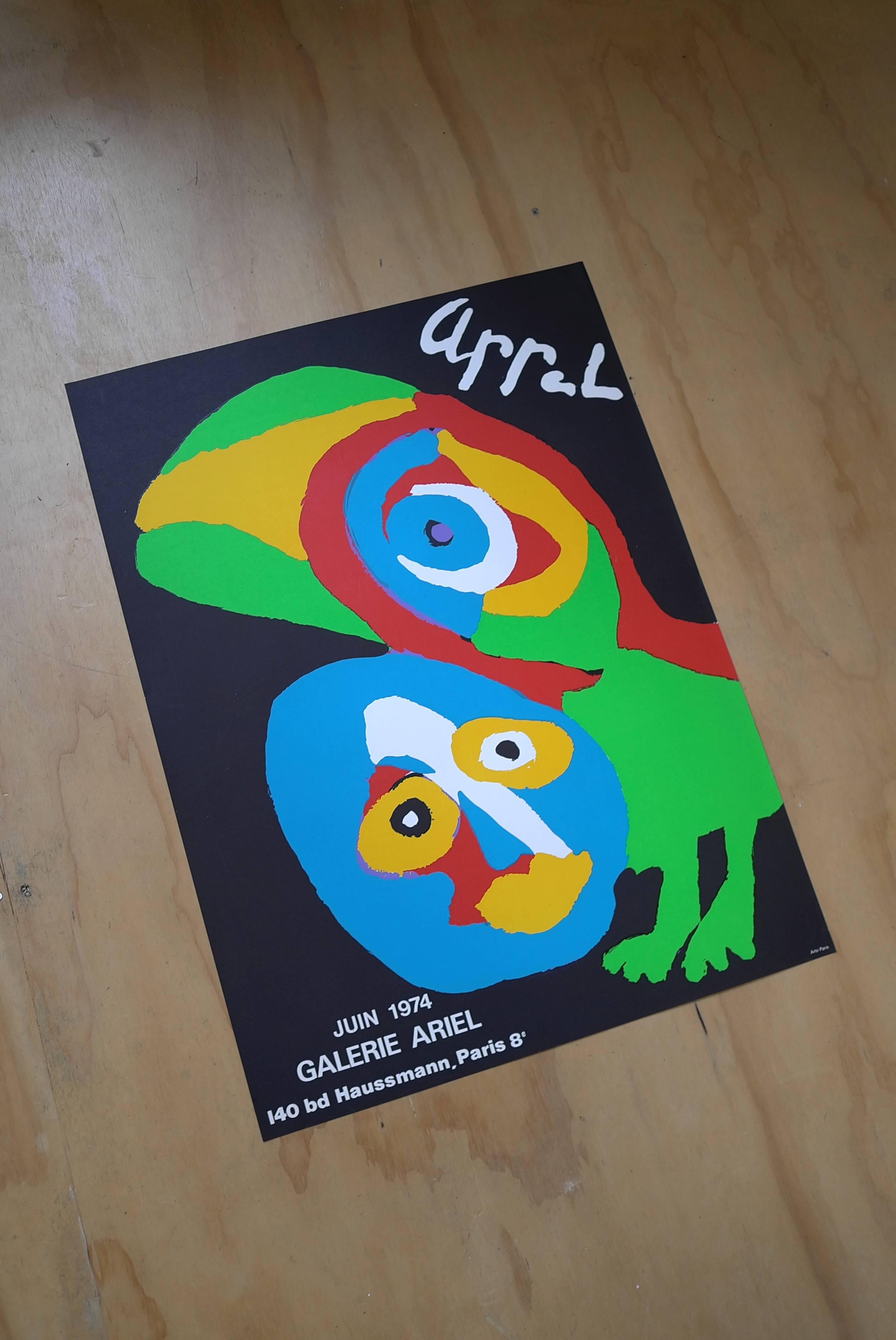 Karel Appel New Old Stock litho Poster, Galerie Ariel,  Paris 1974
Parrot Image,  printed by Arte Paris
