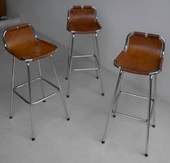 Charlotte Perriand Leather Barstools for Les Arc Ski Resort, France, 1960s