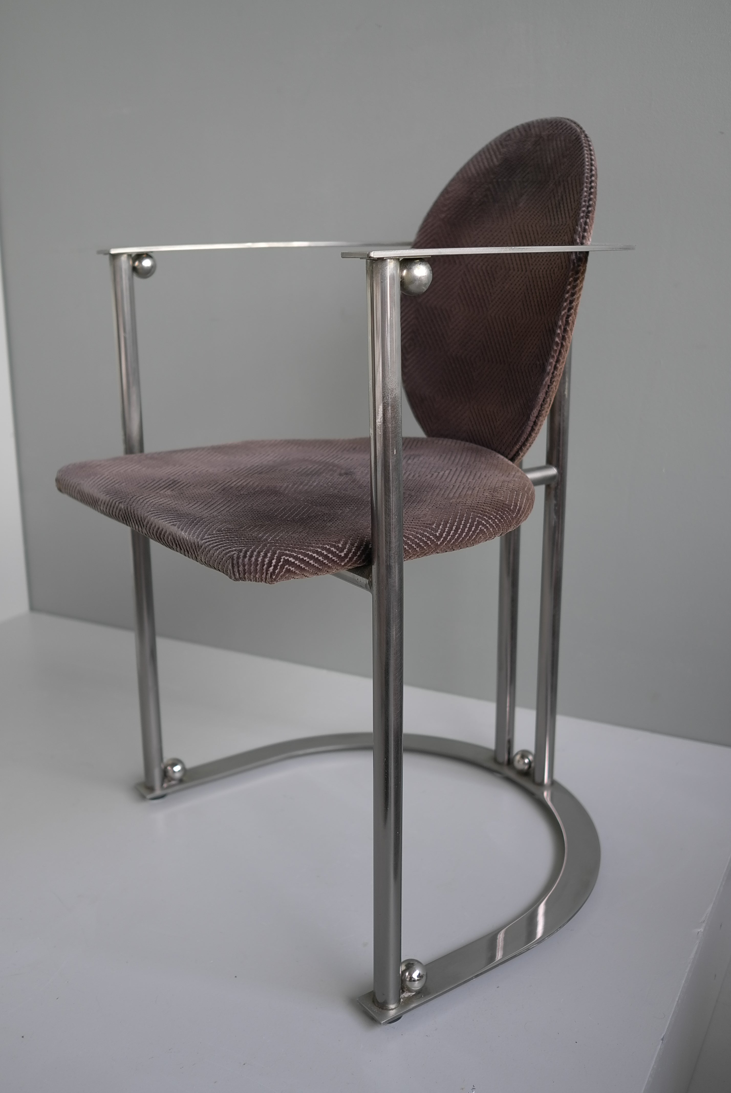 Mid-Century Modern Set of Six Stainless steel 1970s Dining Chairs by Belgo Chrom Dewulf For Sale