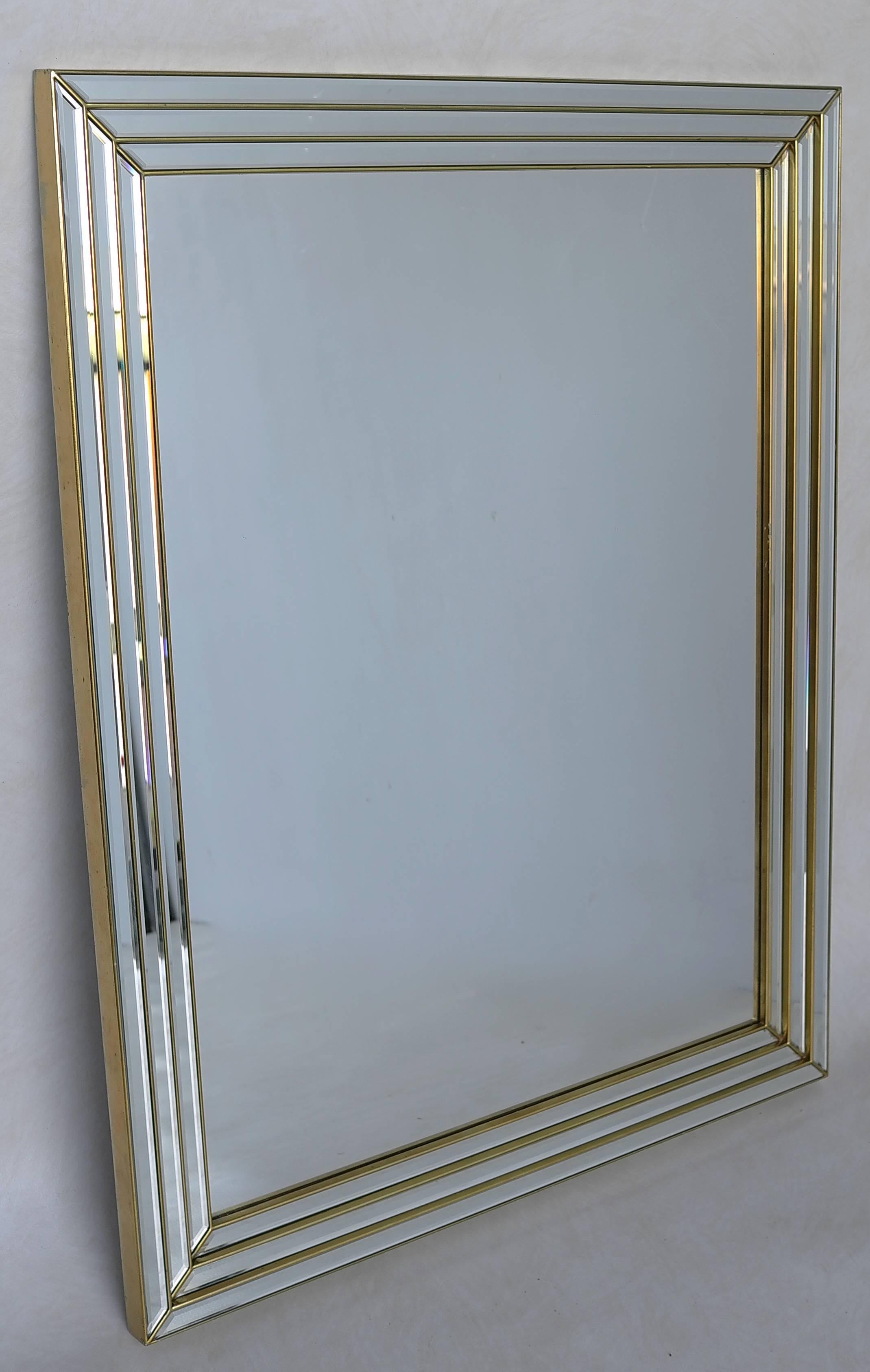 Large Brass Wall Mirror, Belgium, 1970s In Good Condition In Den Haag, NL